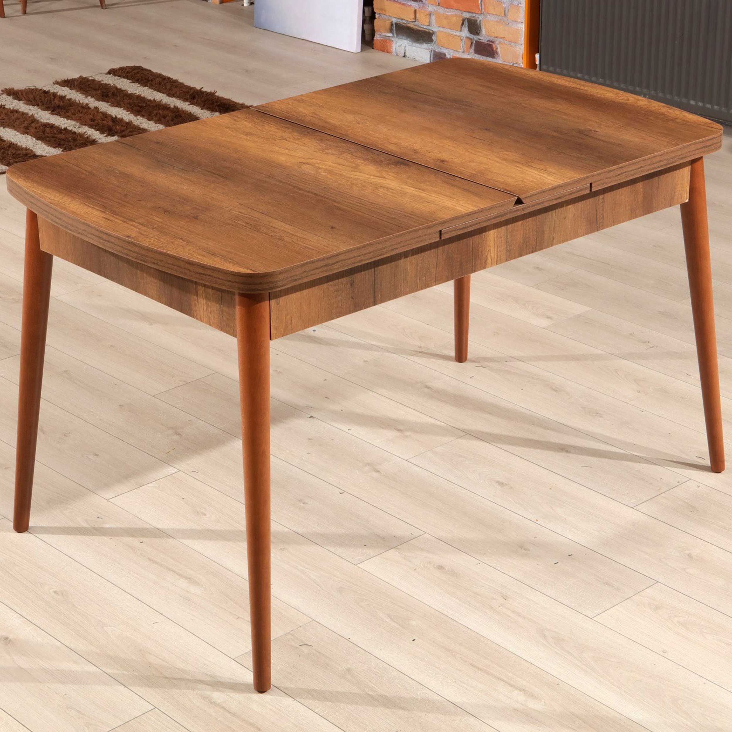 Barok Table à manger extensible | 100% MÉLAMINE | Noyer