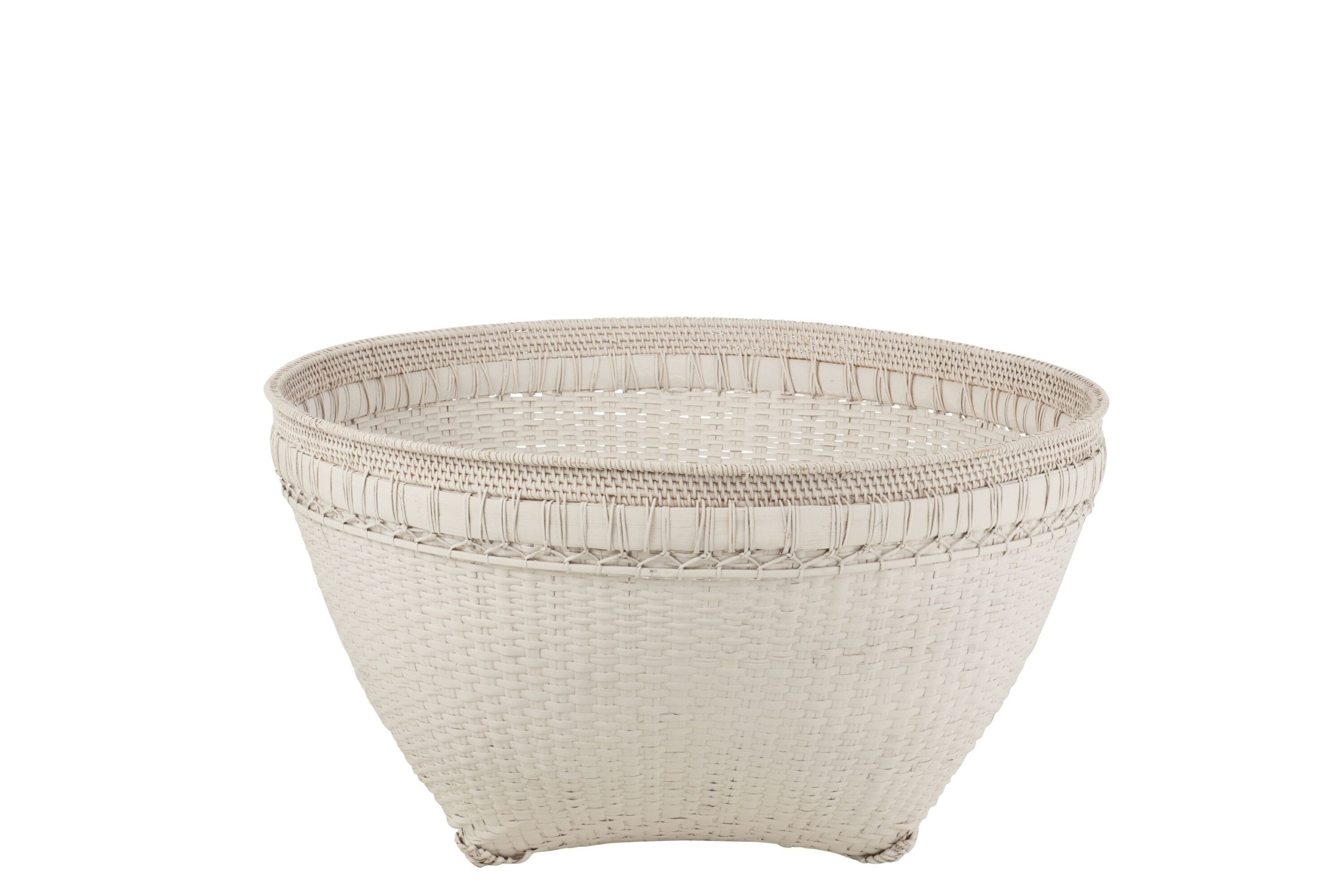 Panier extra large rond rotin blanc