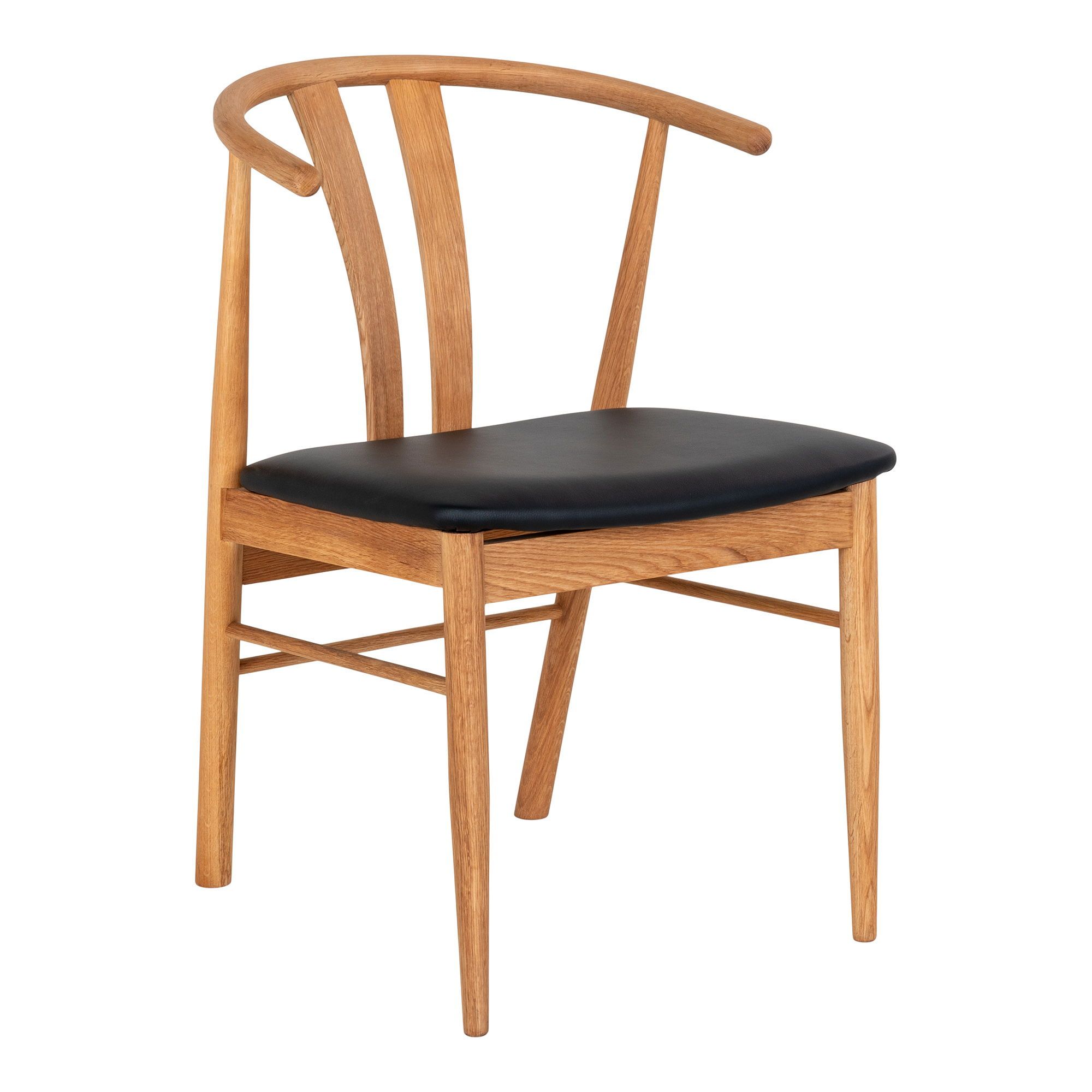 Chaise de salle à manger Artenara - Chêne/ assise en PU noir