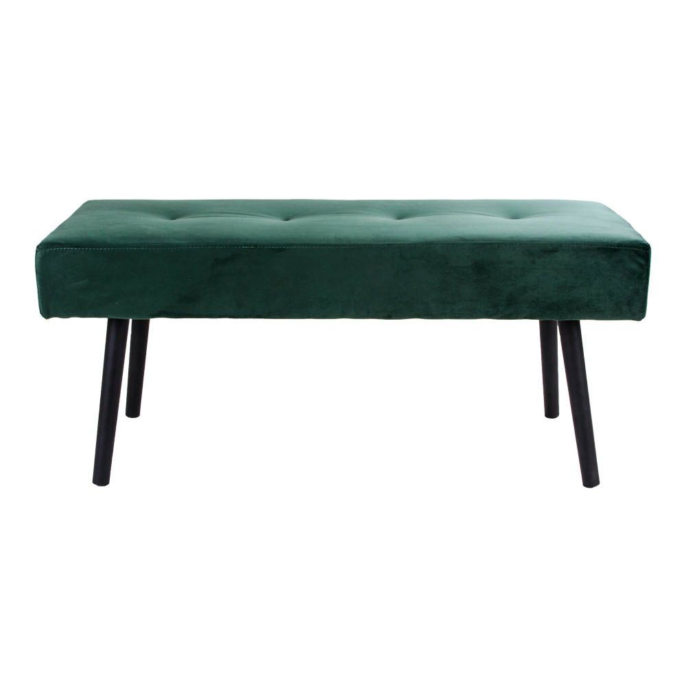 Banc vert velours avec pieds en acier