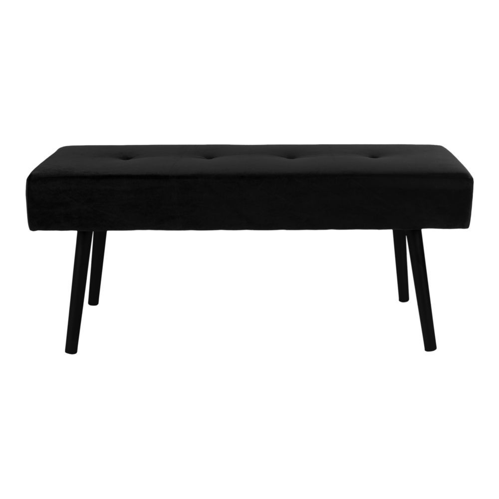 Banc Skiby en velours noir - 100x35x44 cm
