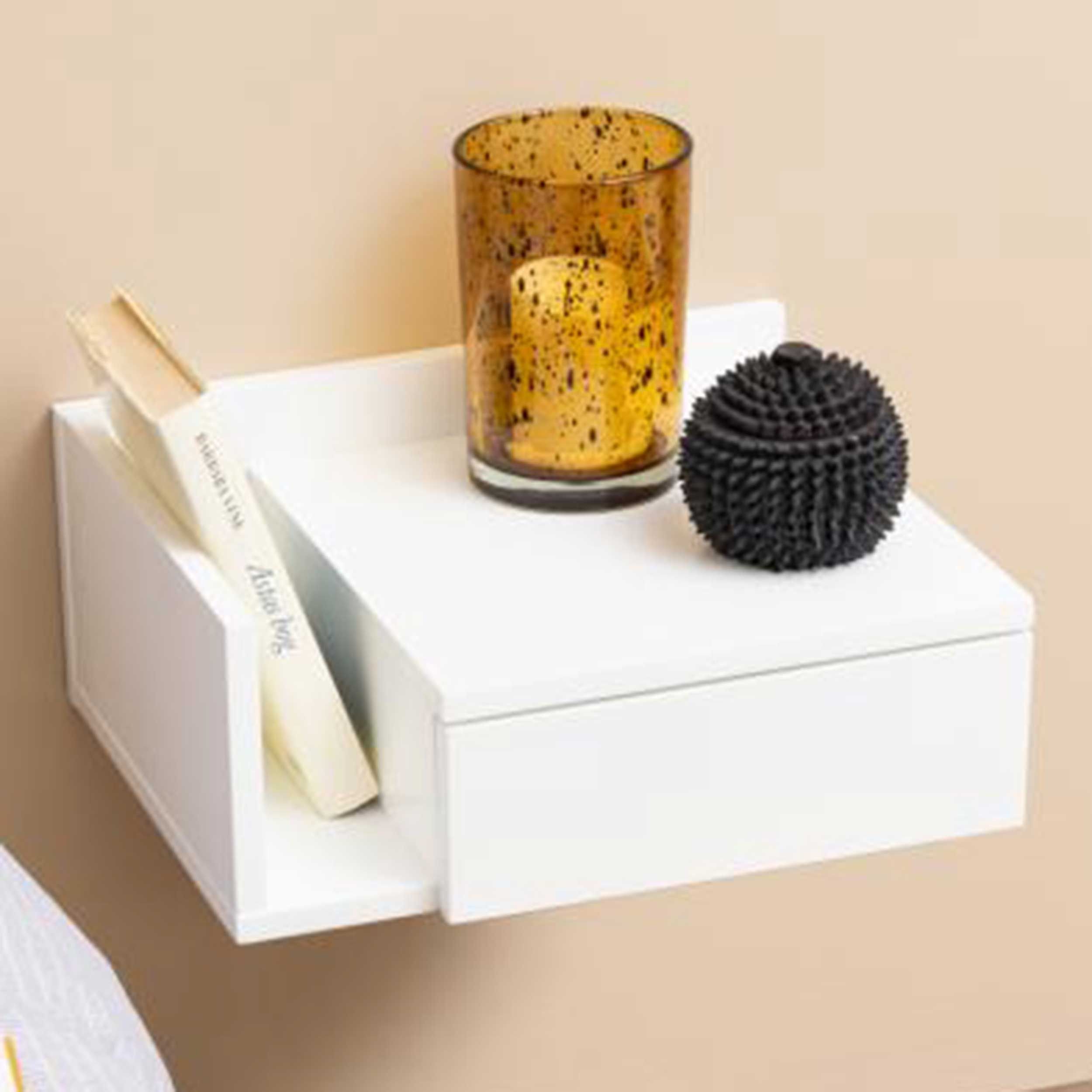 Table de nuit murale Ashton avec tiroir - blanc