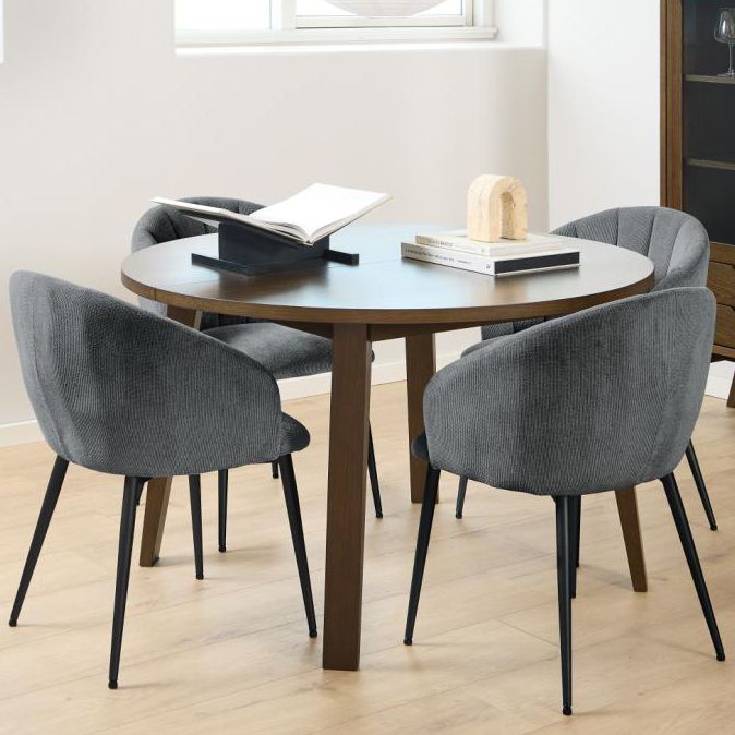 Table de salle à manger Sieg - Ø120x75cm - placage de chêne 'smoked'