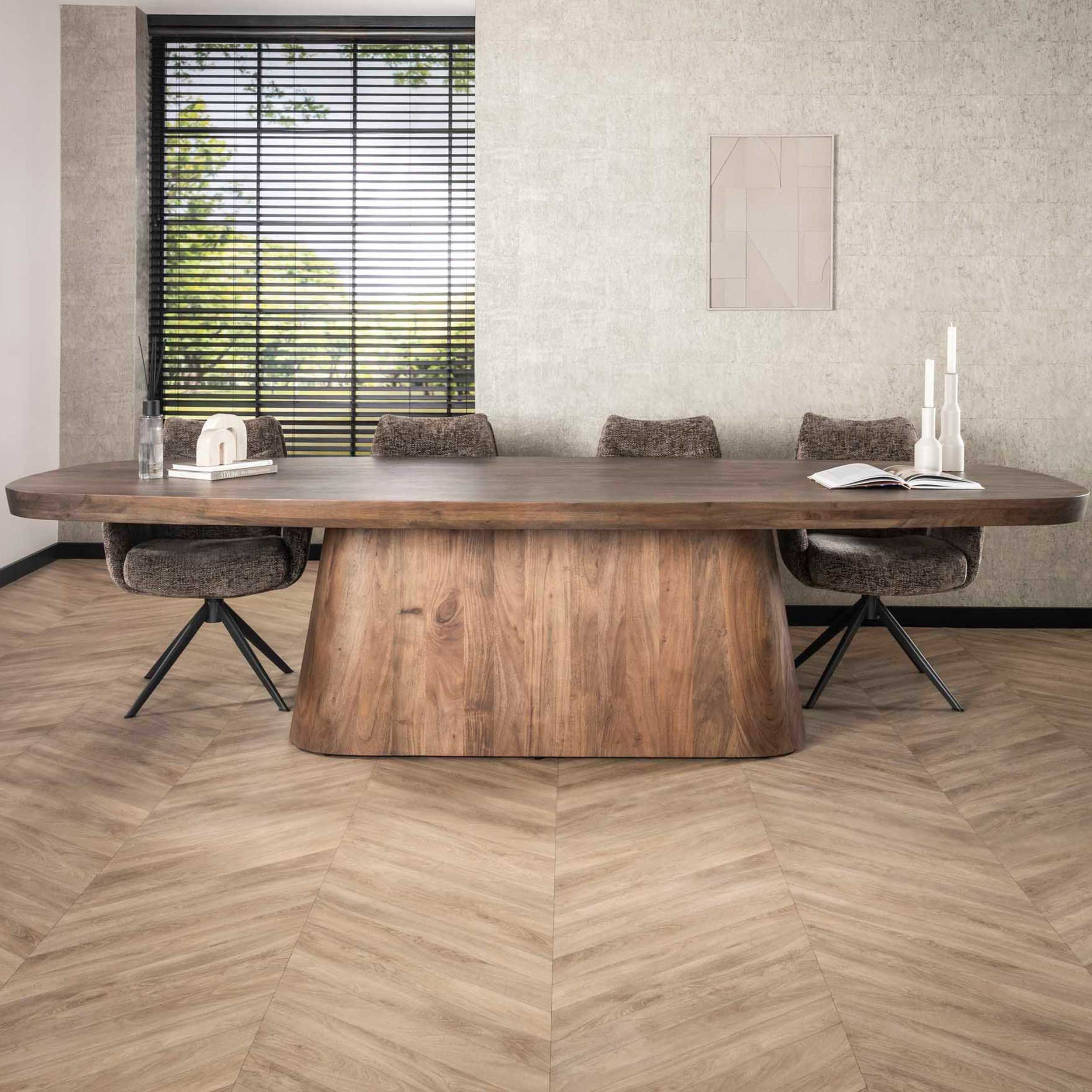 Arcadia Table à manger ovale 300cm - Acacia massif Drift Brown