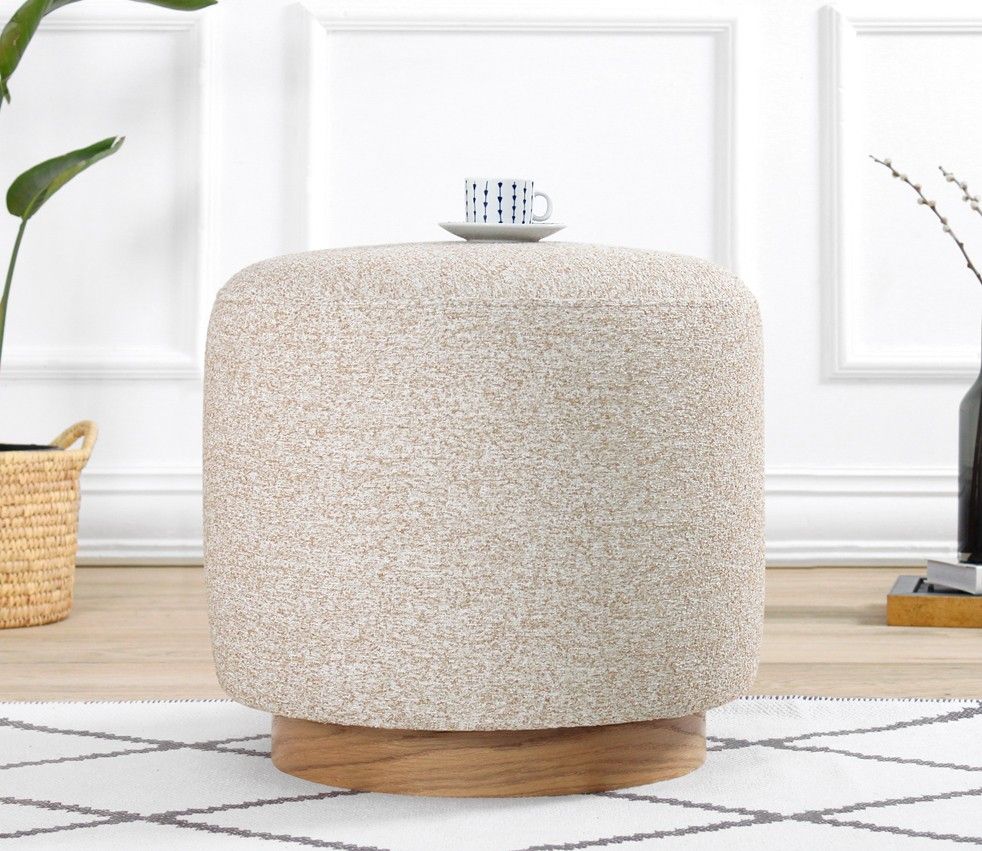 Del Sofa Atelier Pouffe : 50% coton/50% lin éponge orthopédique en beige