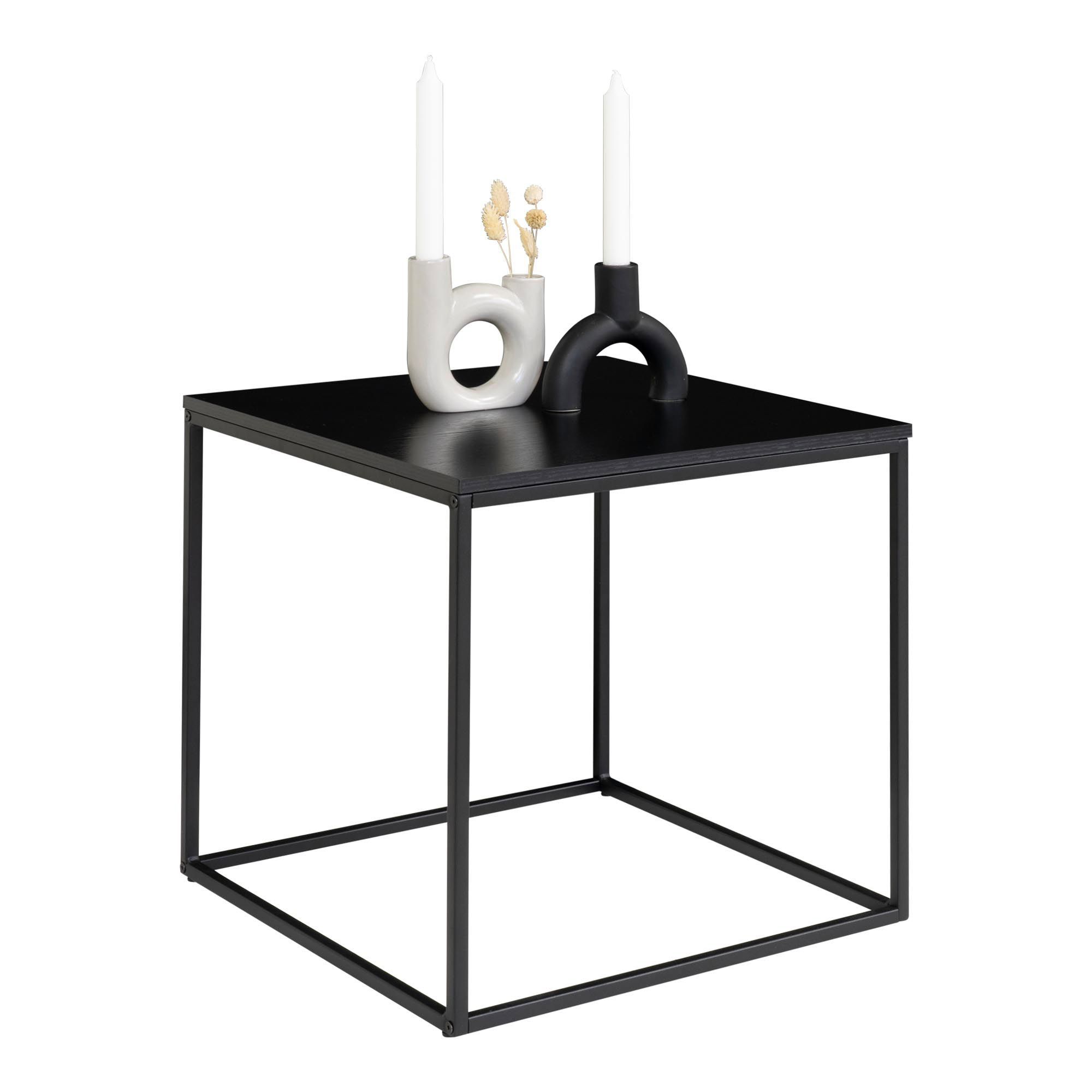 Table d'appoint Vita Black - 45x45 cm Acier et mélamine