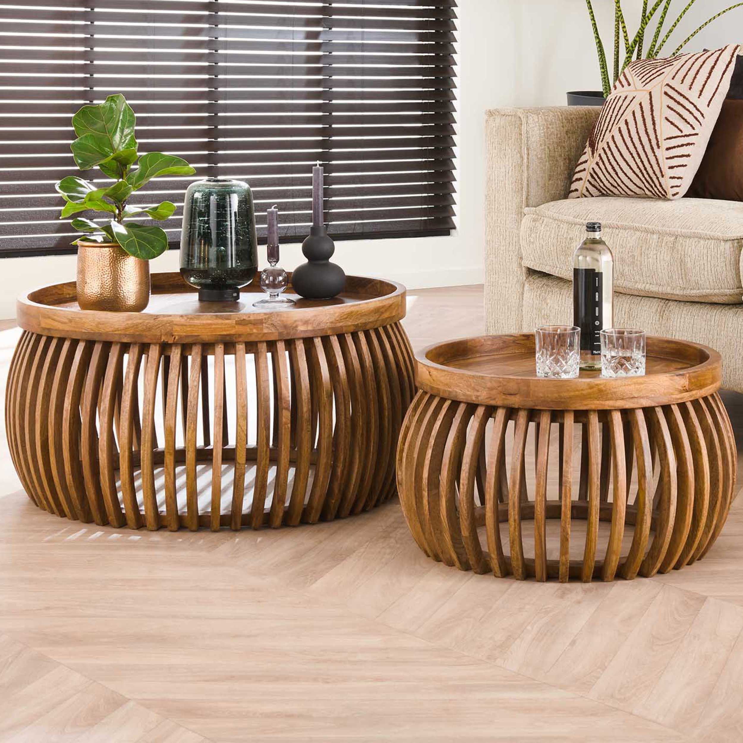 Tweak Curve Coffee Tables Set - Mango Sand Finish