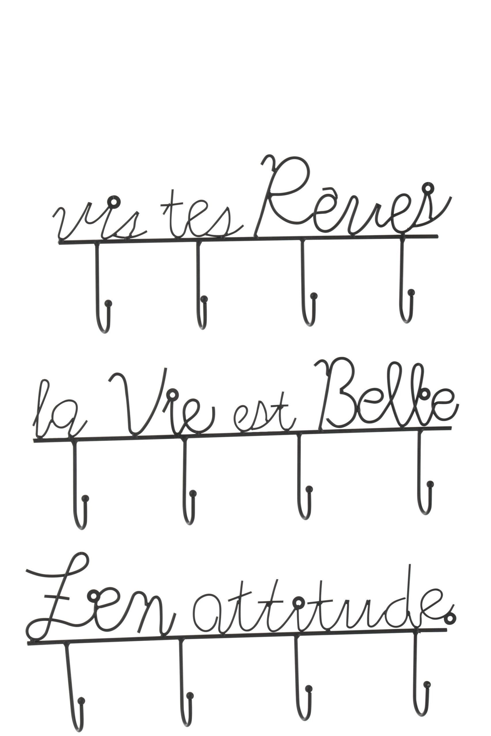 Supsension murale phrase metal noir small assortiment de 3