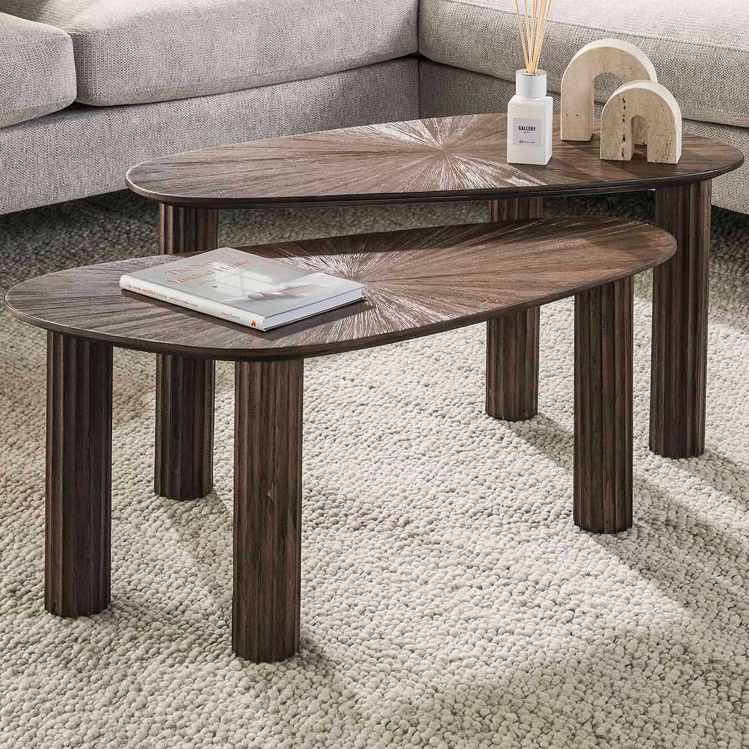 Maya Teak Organic Coffee Table Set/2 - Teck massif Espresso