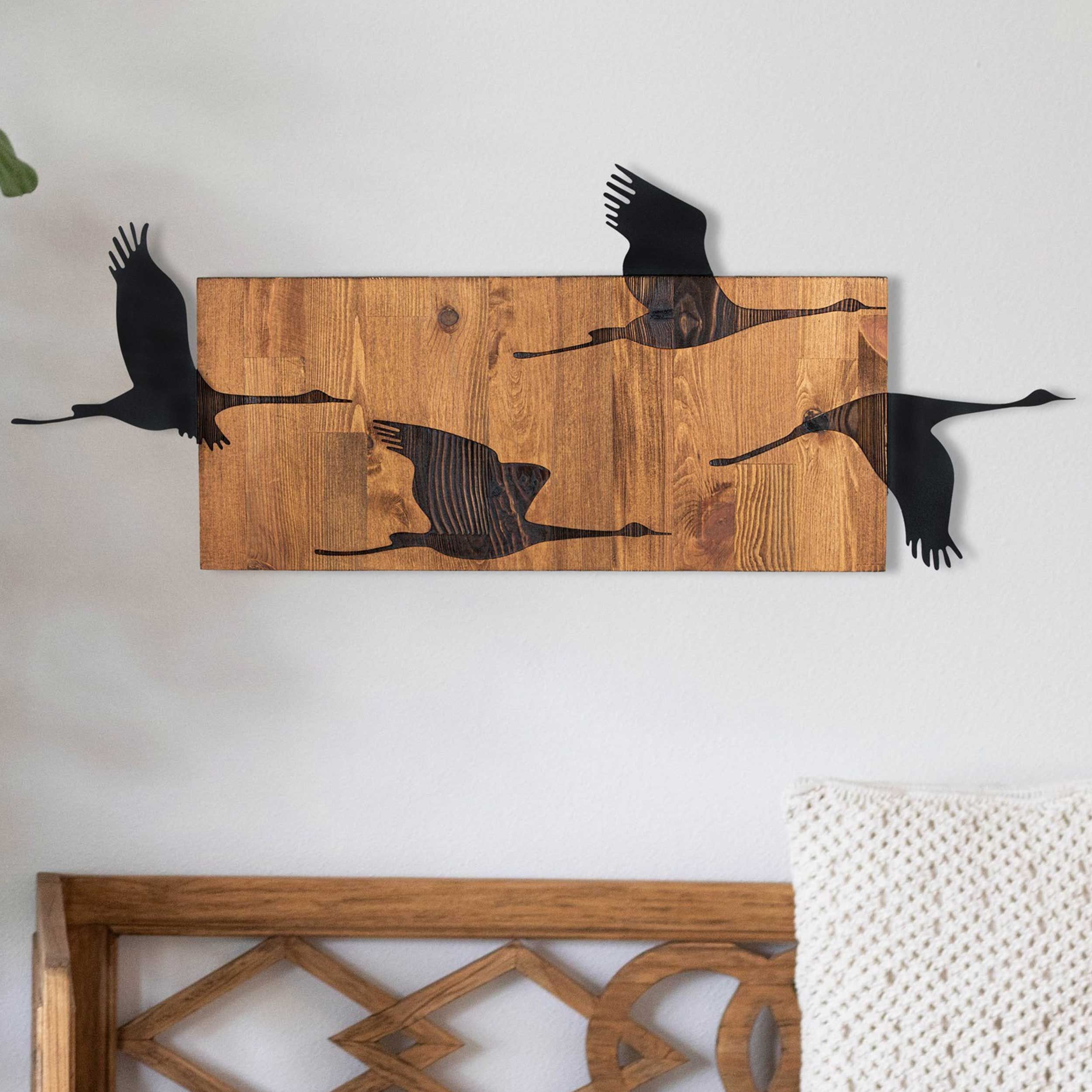 Décoration murale Wallity Oies - métal/noyer