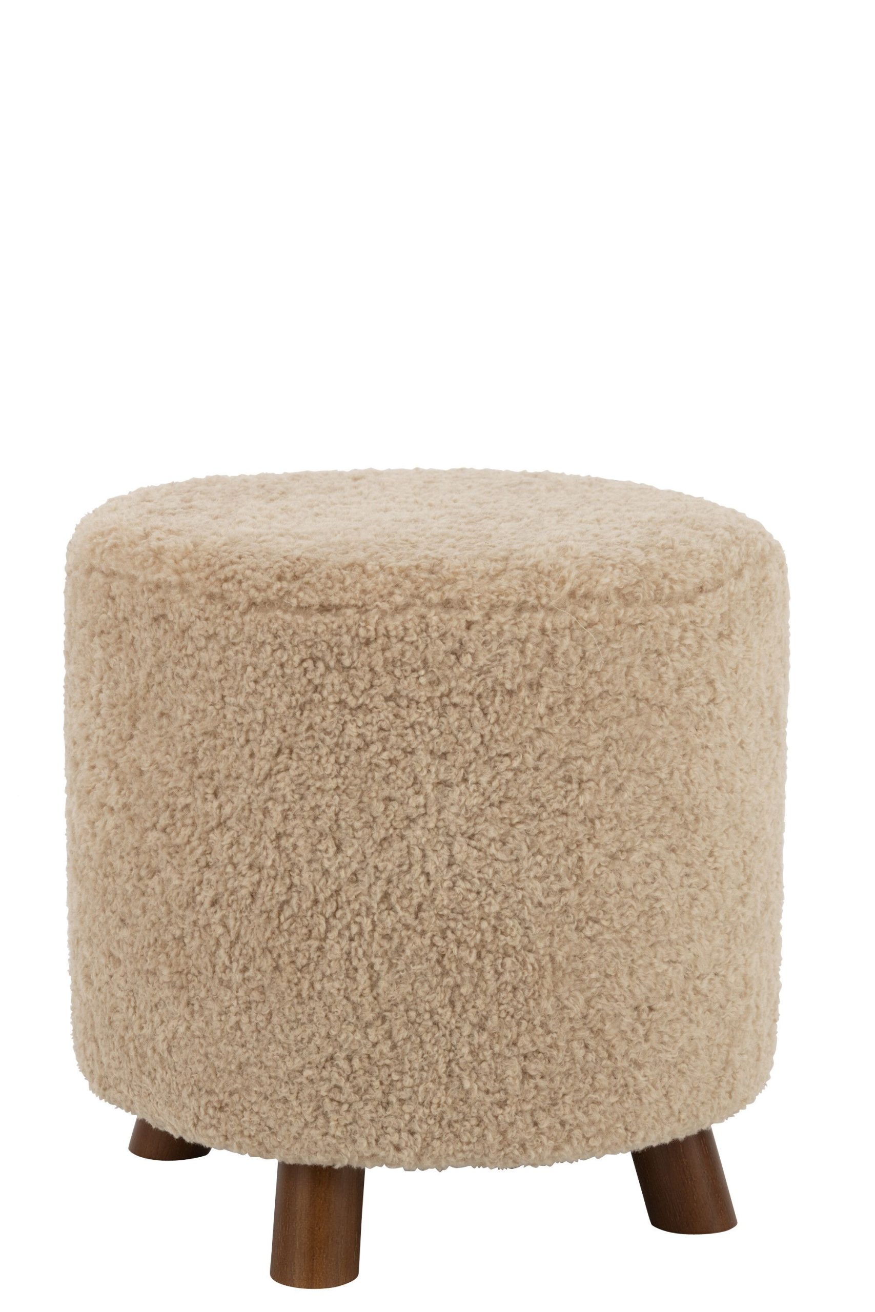 Pouf mouton pied polyester beige