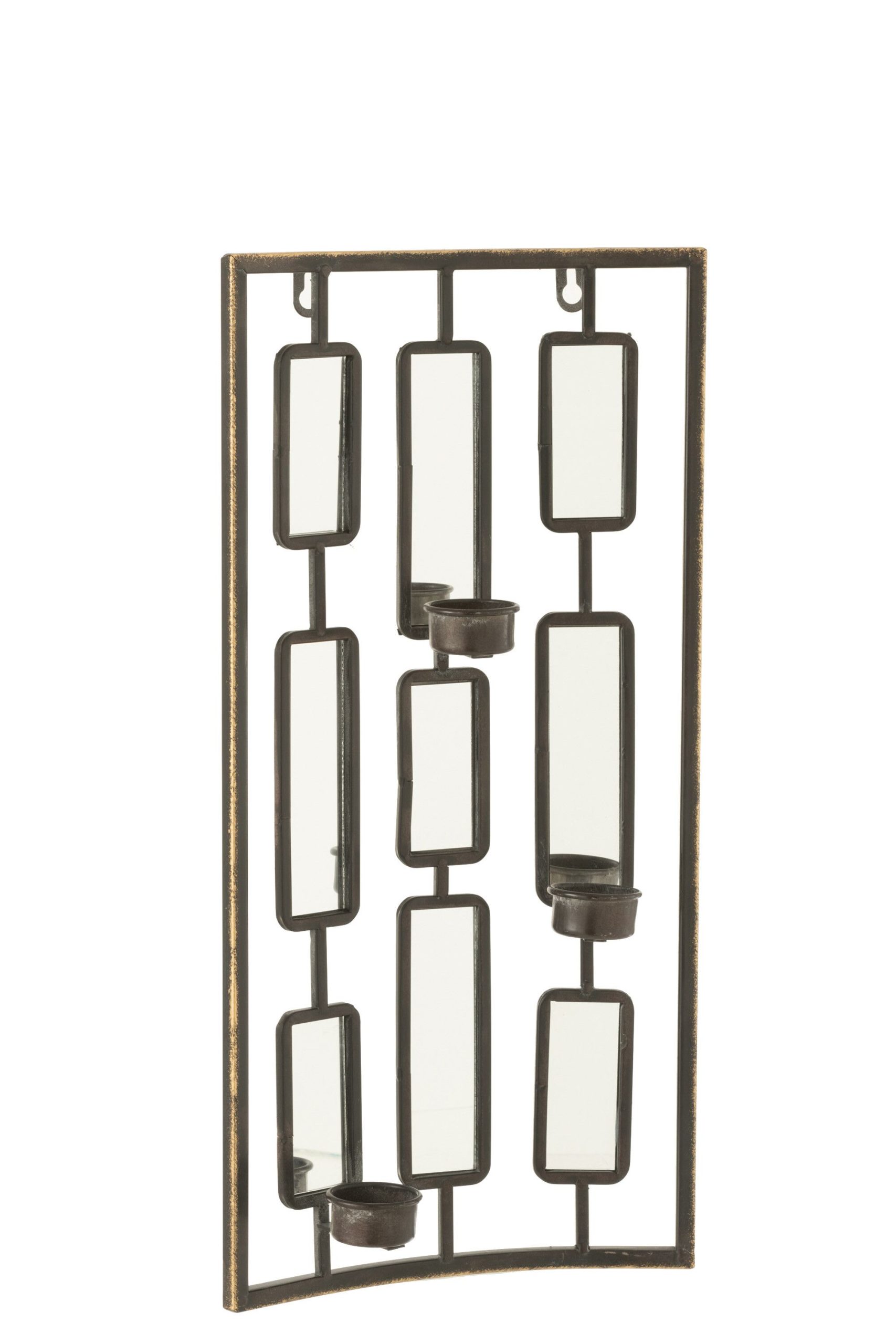 Wanddeco photophore metal/miroir gris small