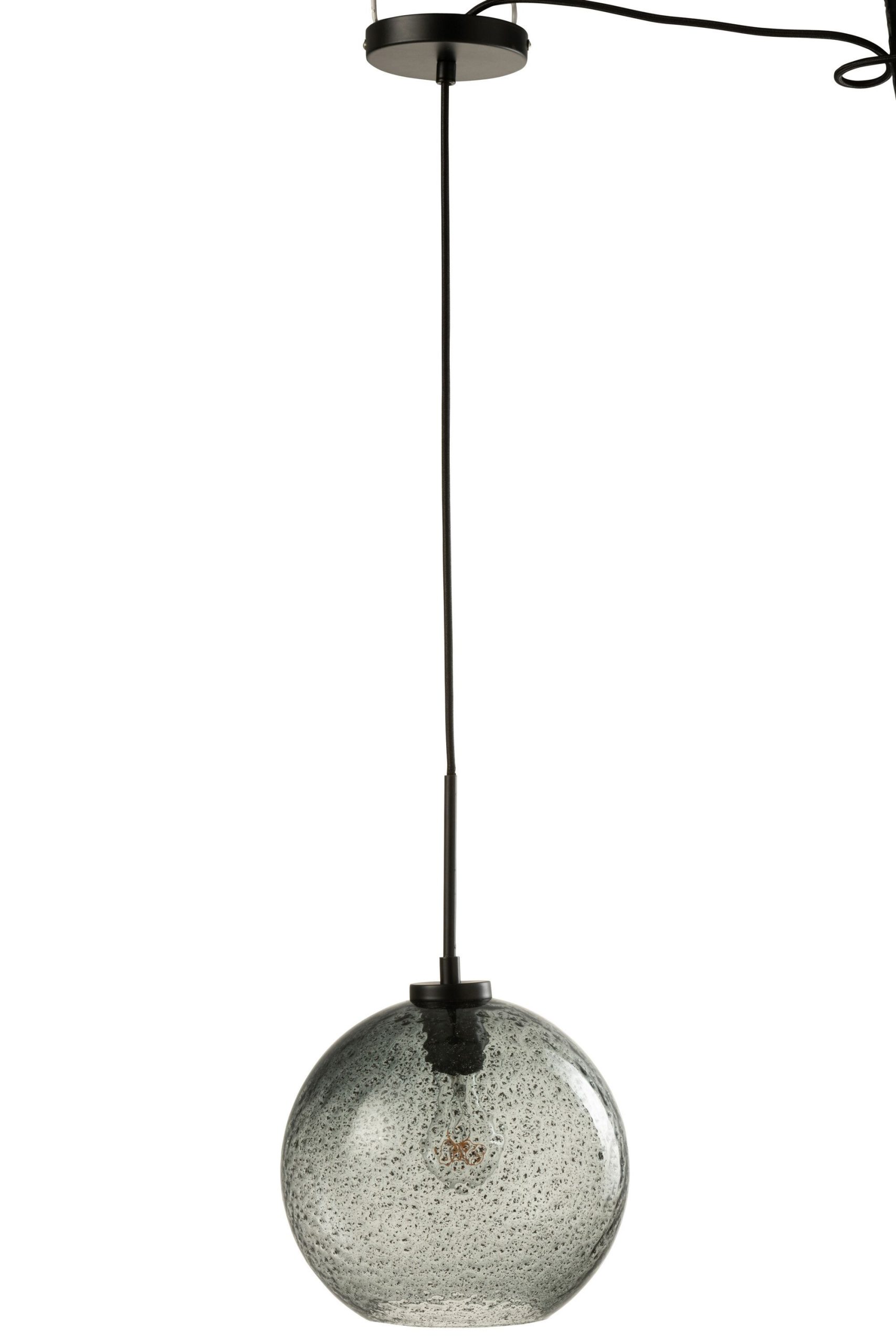 Lampe boule pois verre gris large