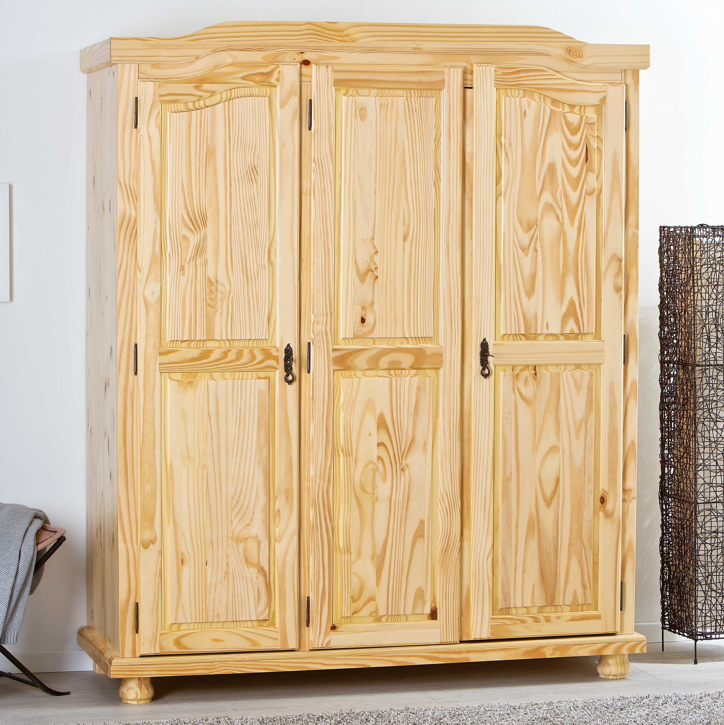 Garde-robe Bastian 150cm avec 3 portes - bois de pin