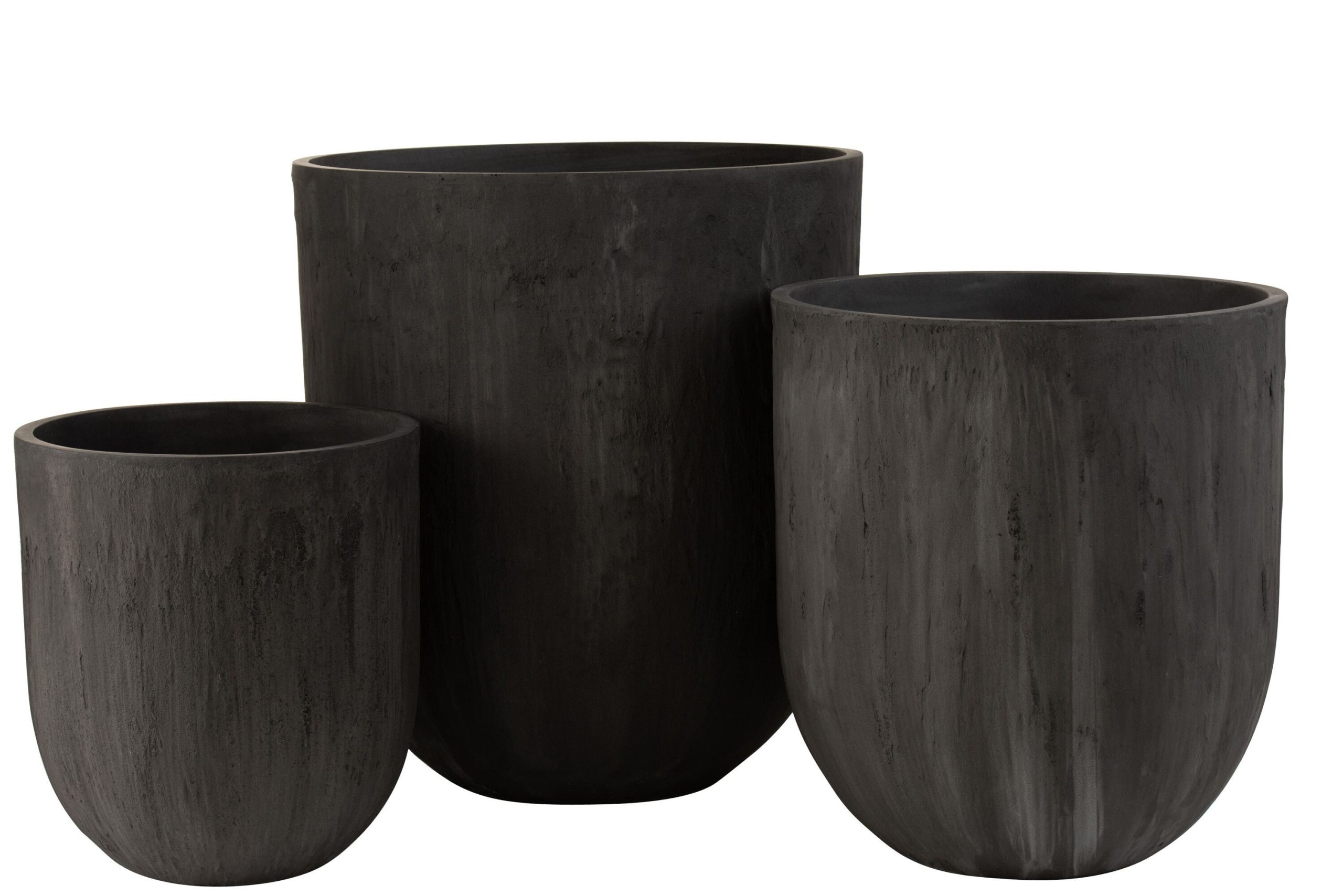 Set 3 vases ronds ceramique haut noir