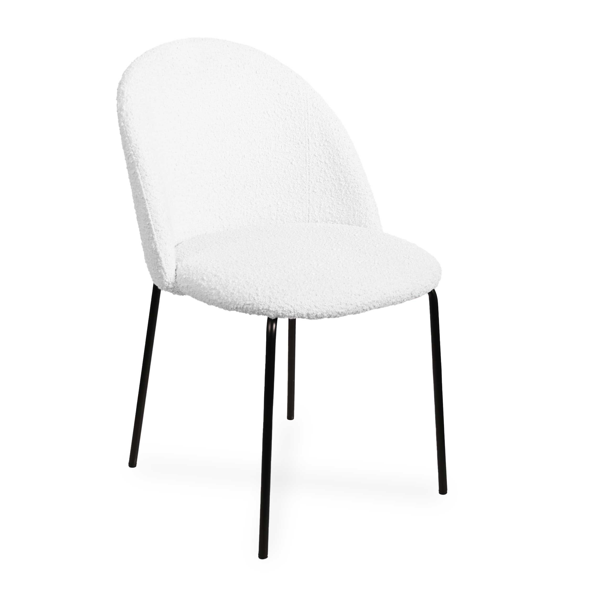 Chaise de salle à manger Wira - 54x50x81cm - tissu bouclé - blanc