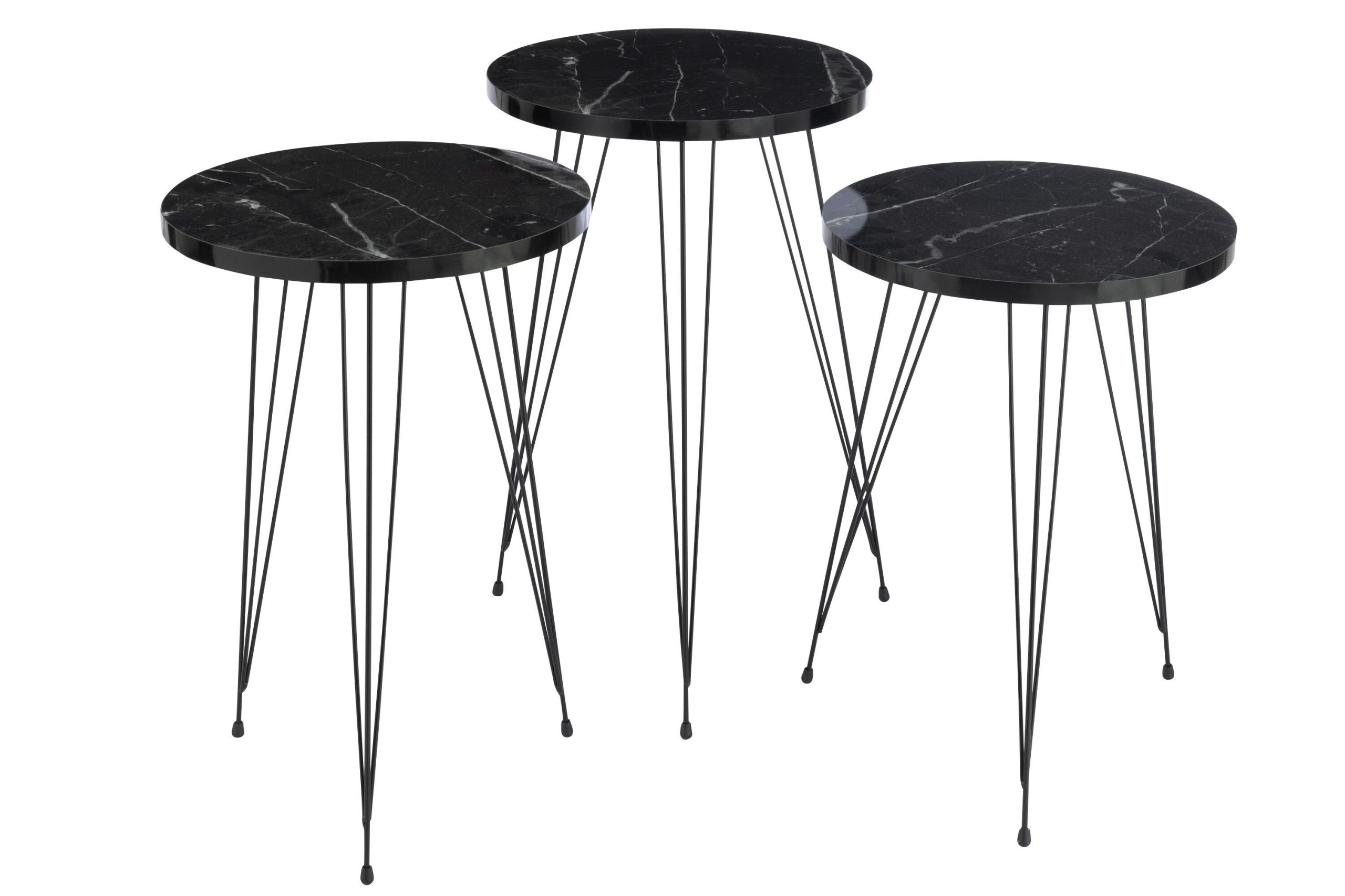 Set de 3 tables de salon pb/metal noir