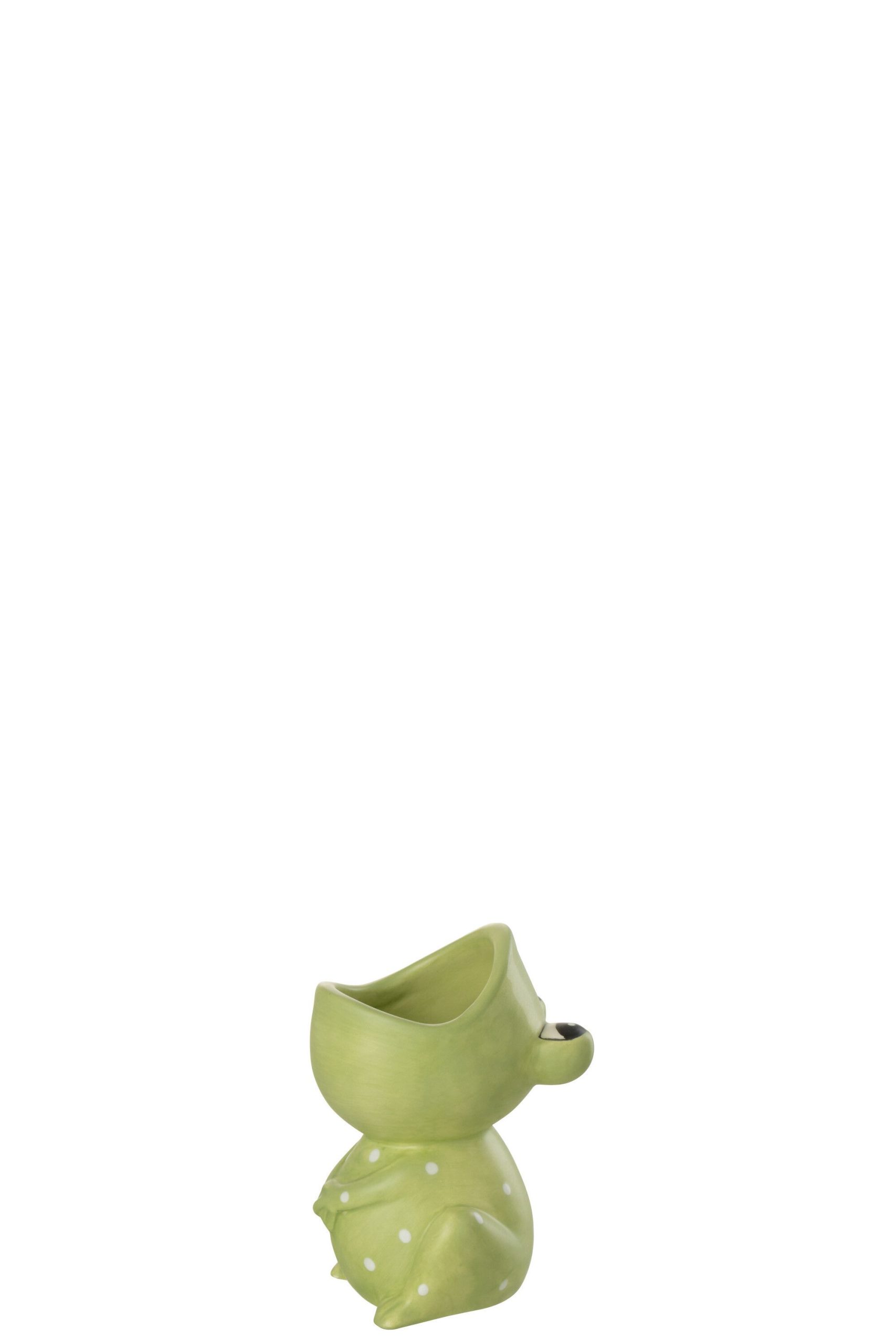 Cachepot grenouille bouche ouverte dolomie vert small