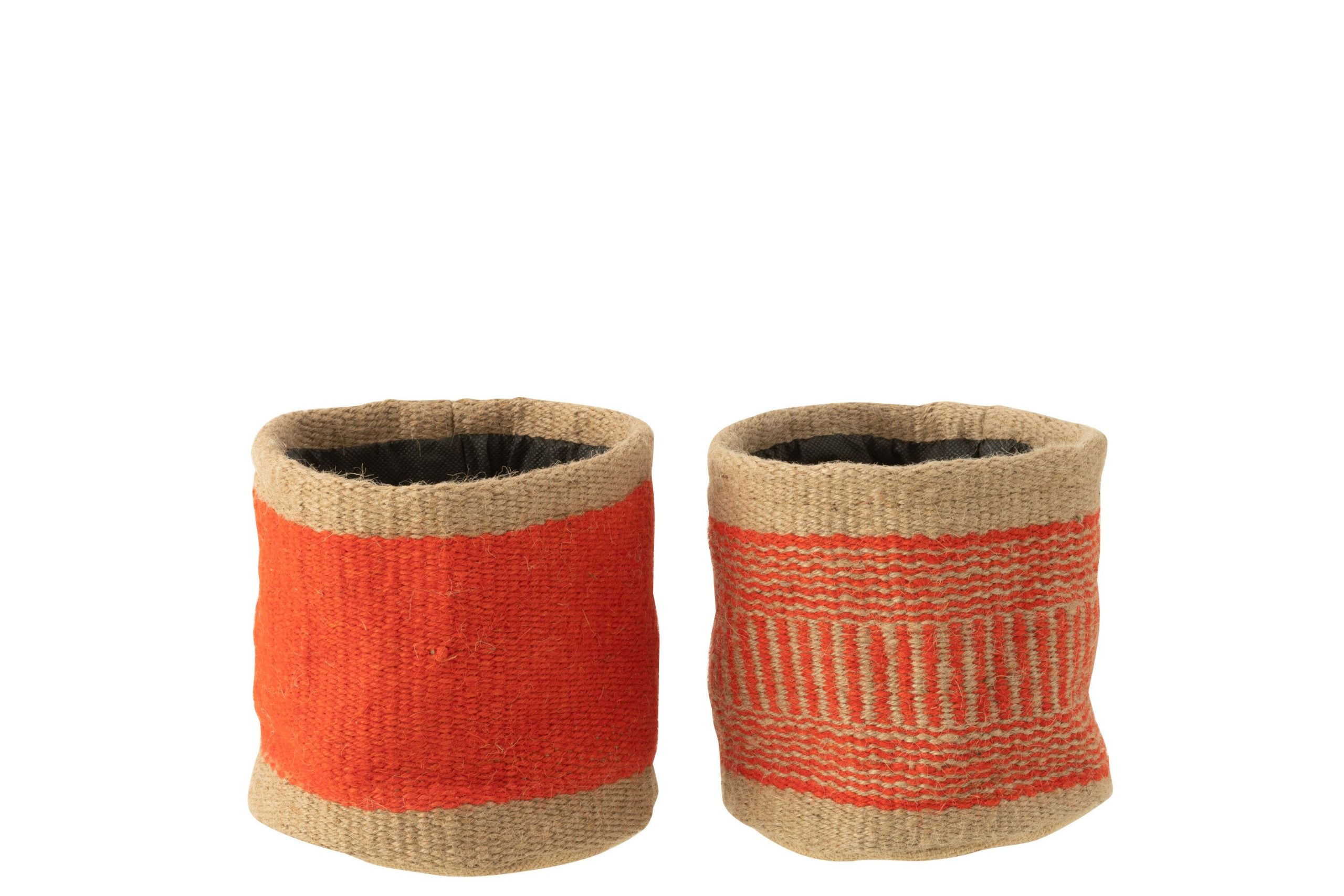 Panier rond+ bande jute naturel/orange medium assortiment de 2