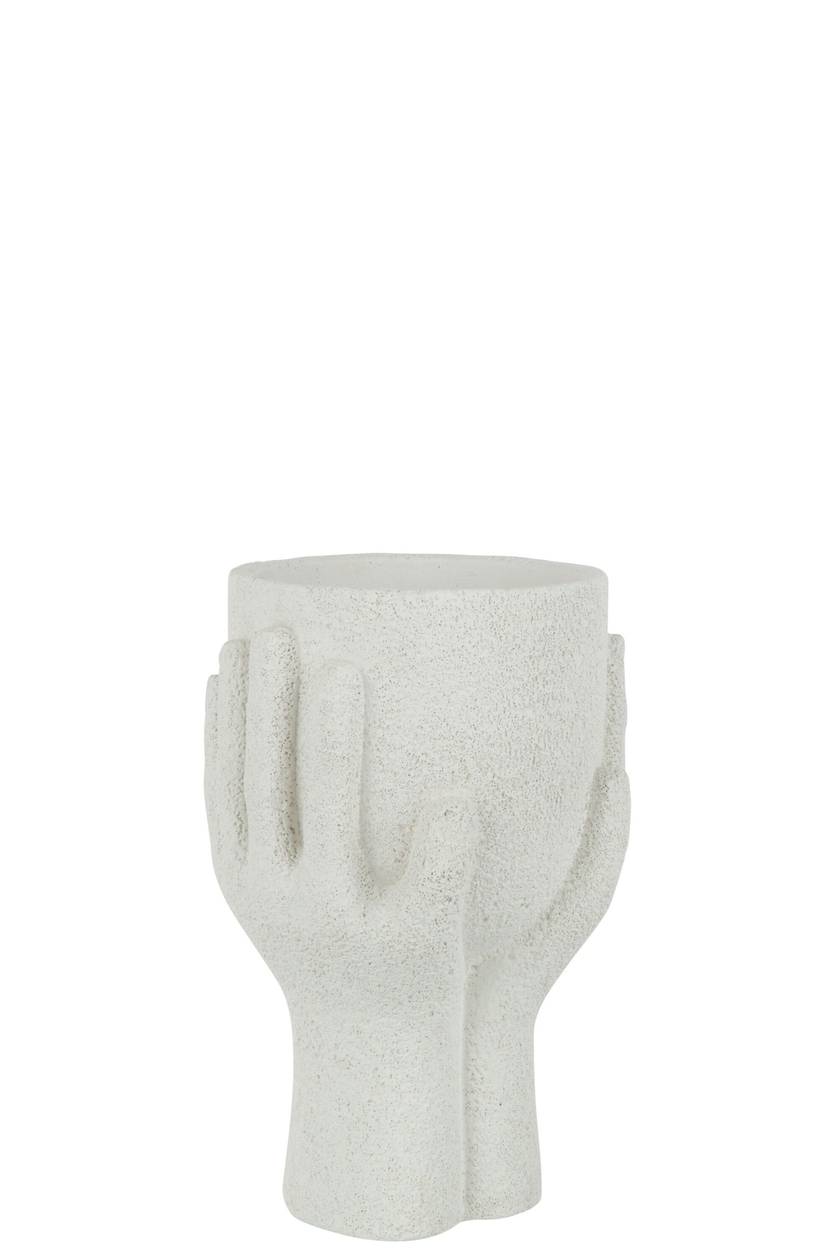Cachepot mains ciment blanc large