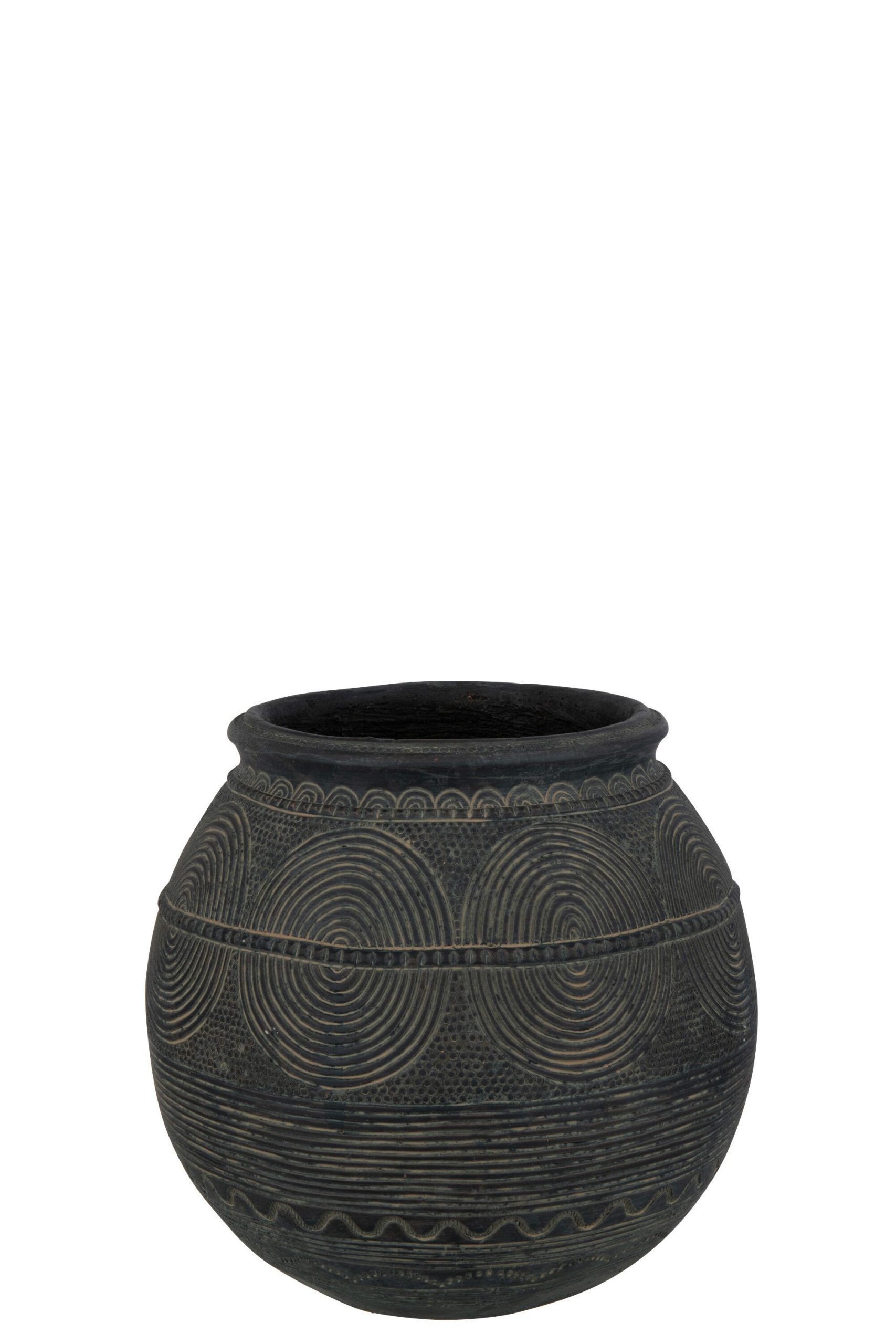 Vase cruche cercle ciment noir/marron small