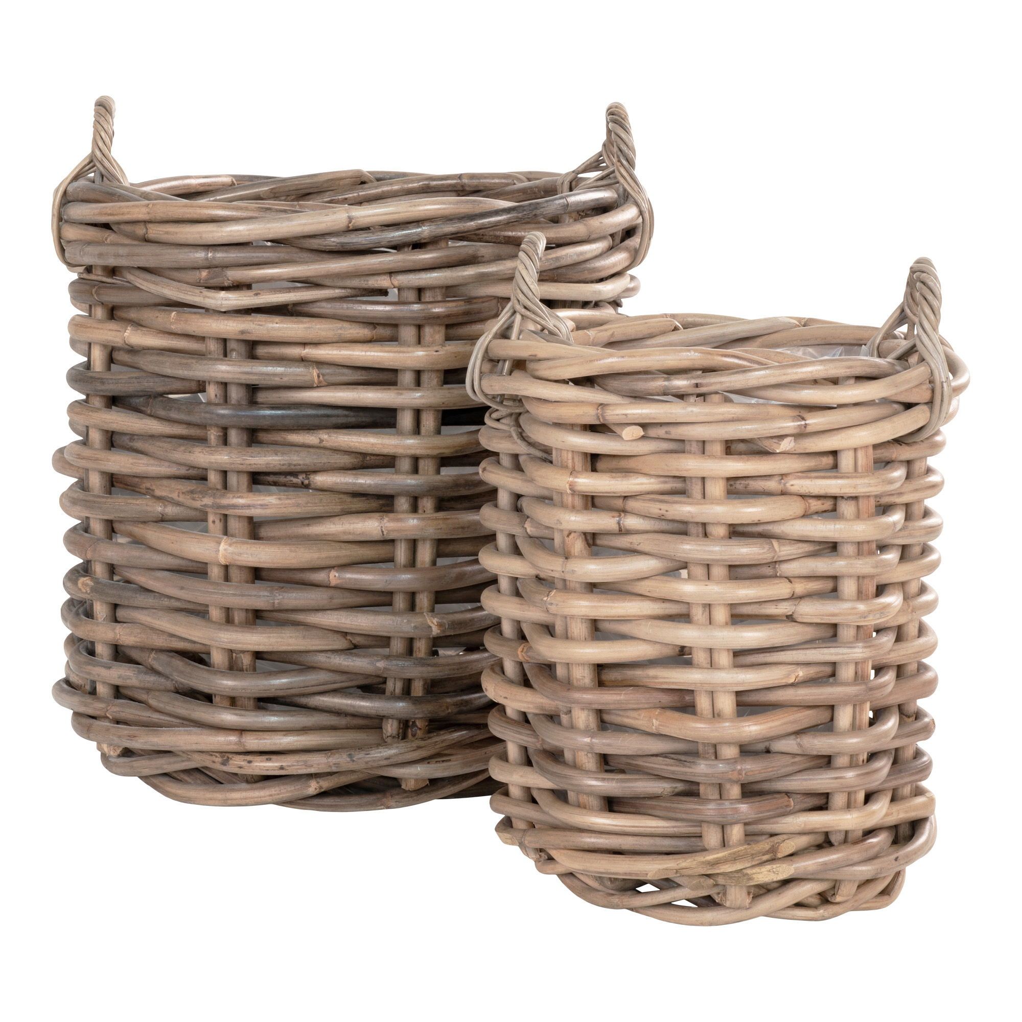 Burton Natural Rattan Baskets Set of 2 (Paniers en rotin naturel)