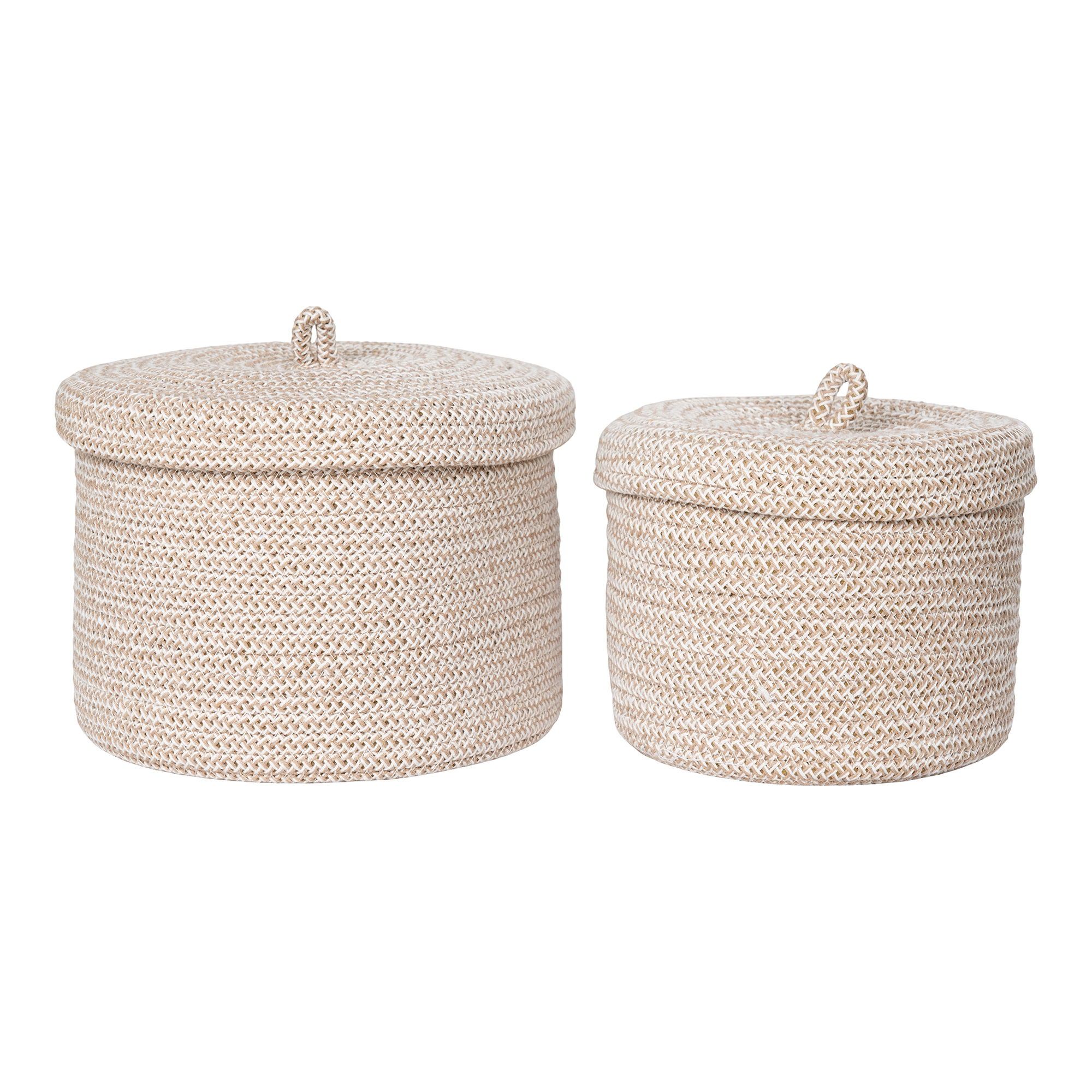 Set de paniers Sebal - Beige avec couvercle, coton