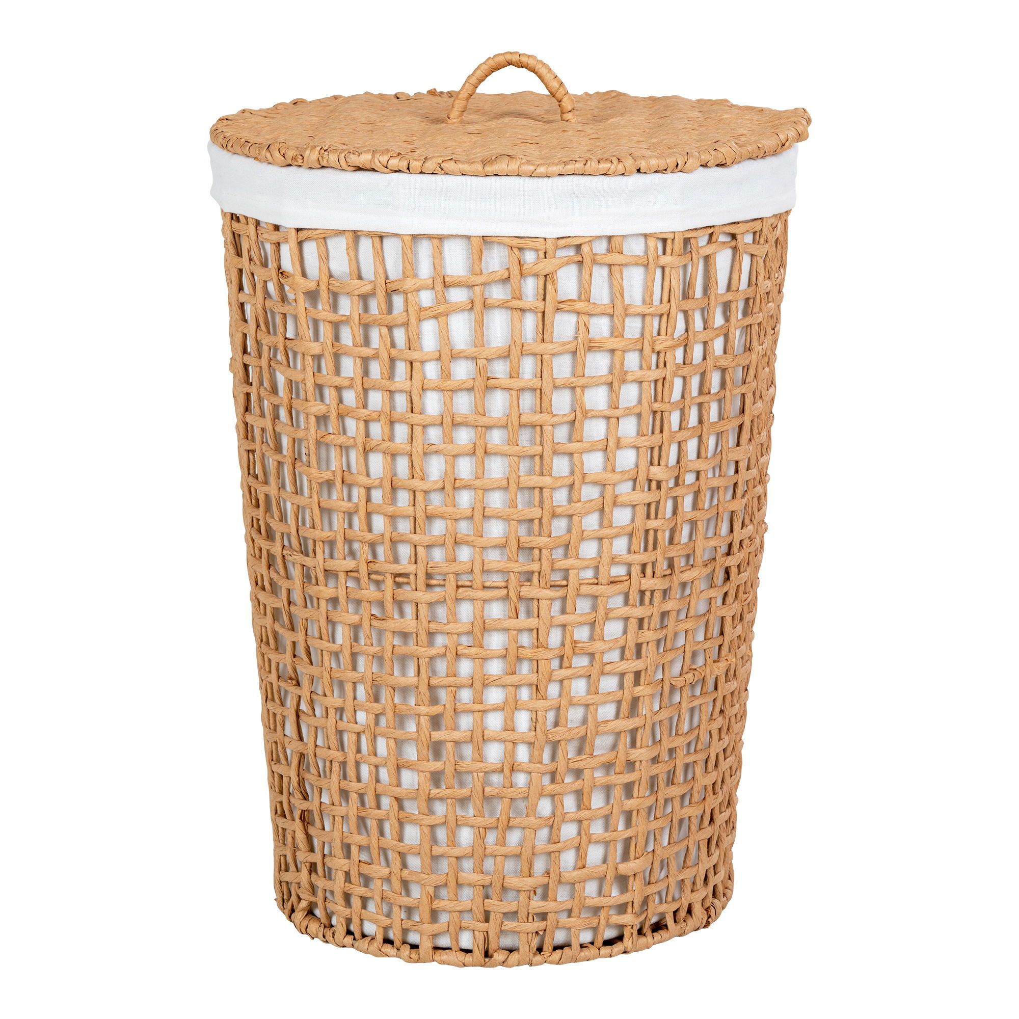 Panier à linge Pomal - Light Brown/White - ø42x56 cm