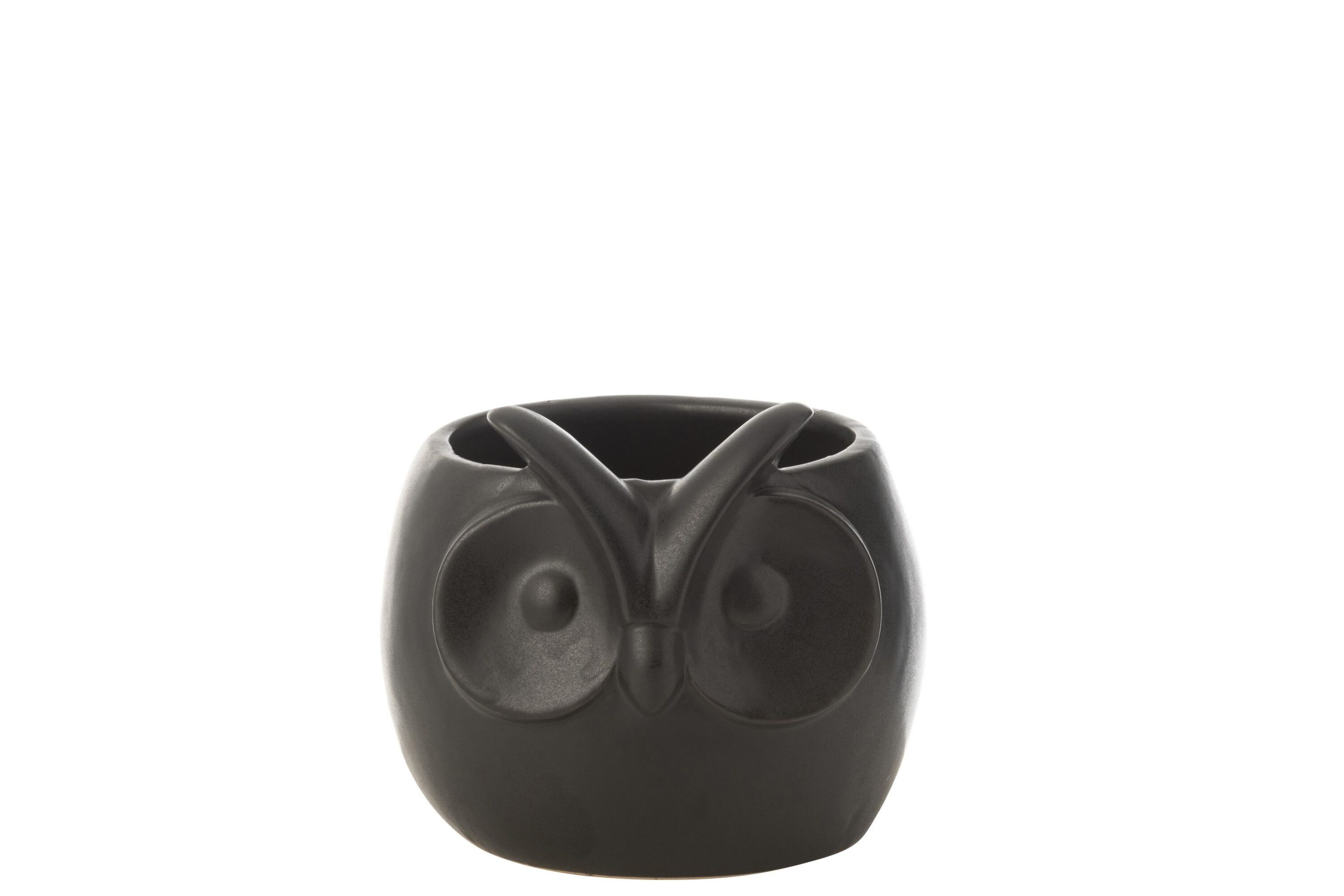 Cachepot hibou noir porcelaine large