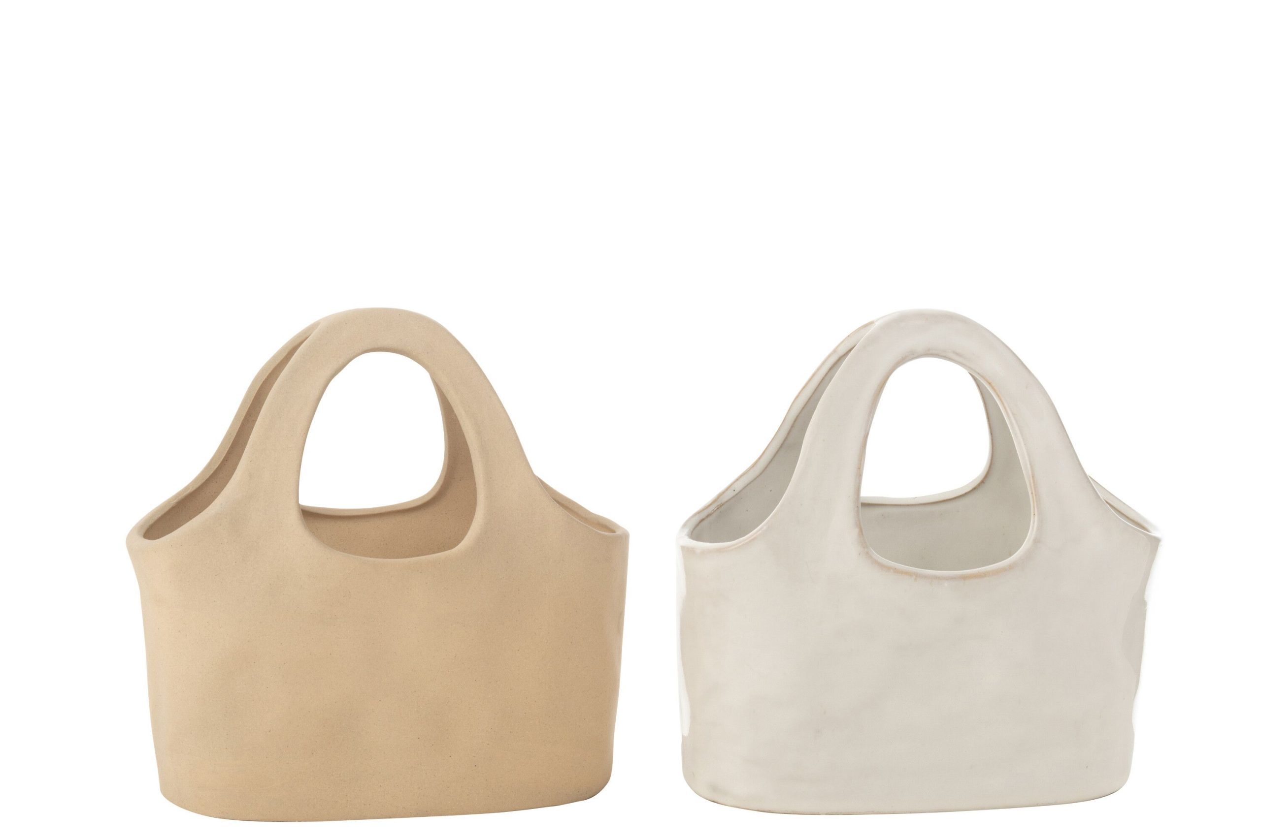 Sac porcelaine blanc/beige large assortiment de 2
