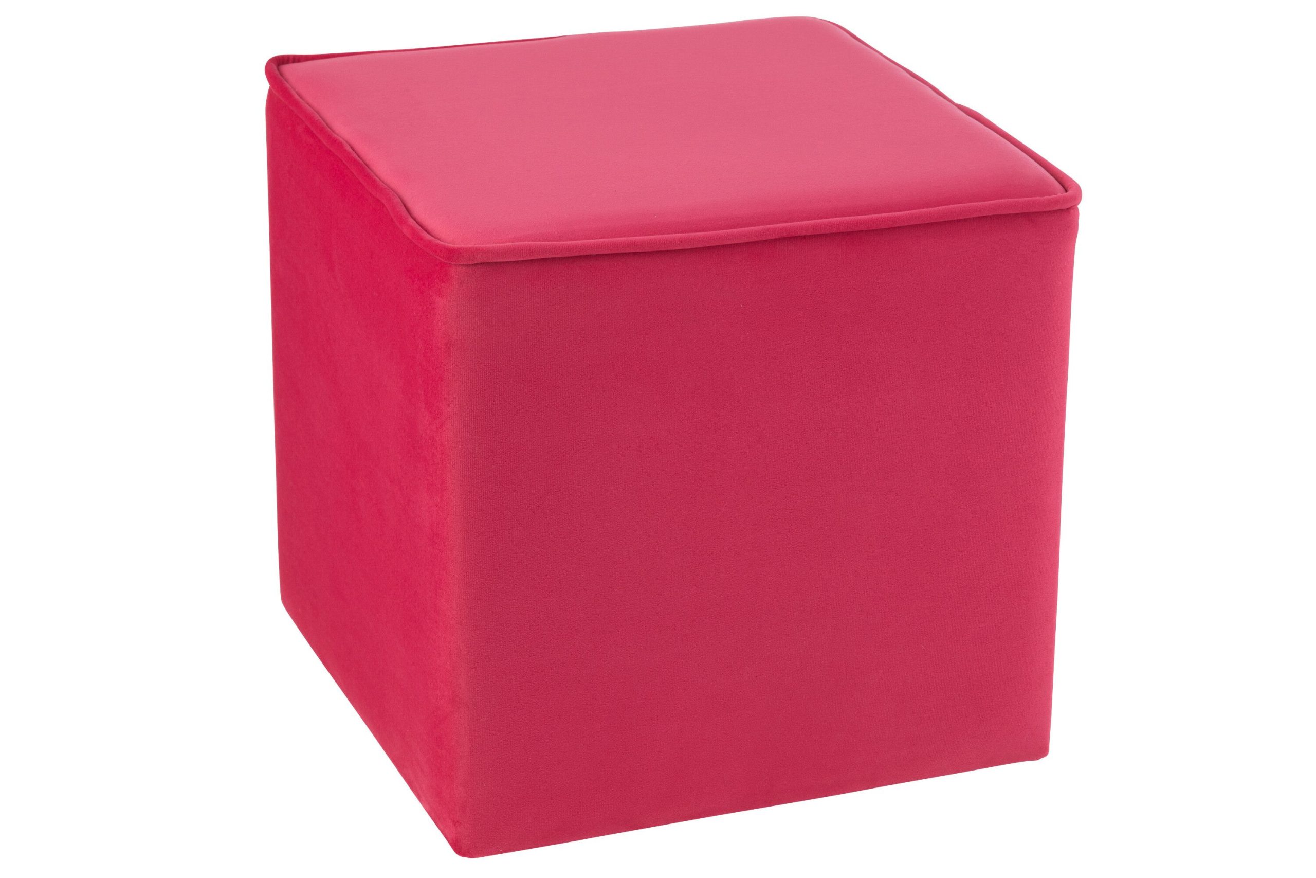 Pouf cube velours rose vif