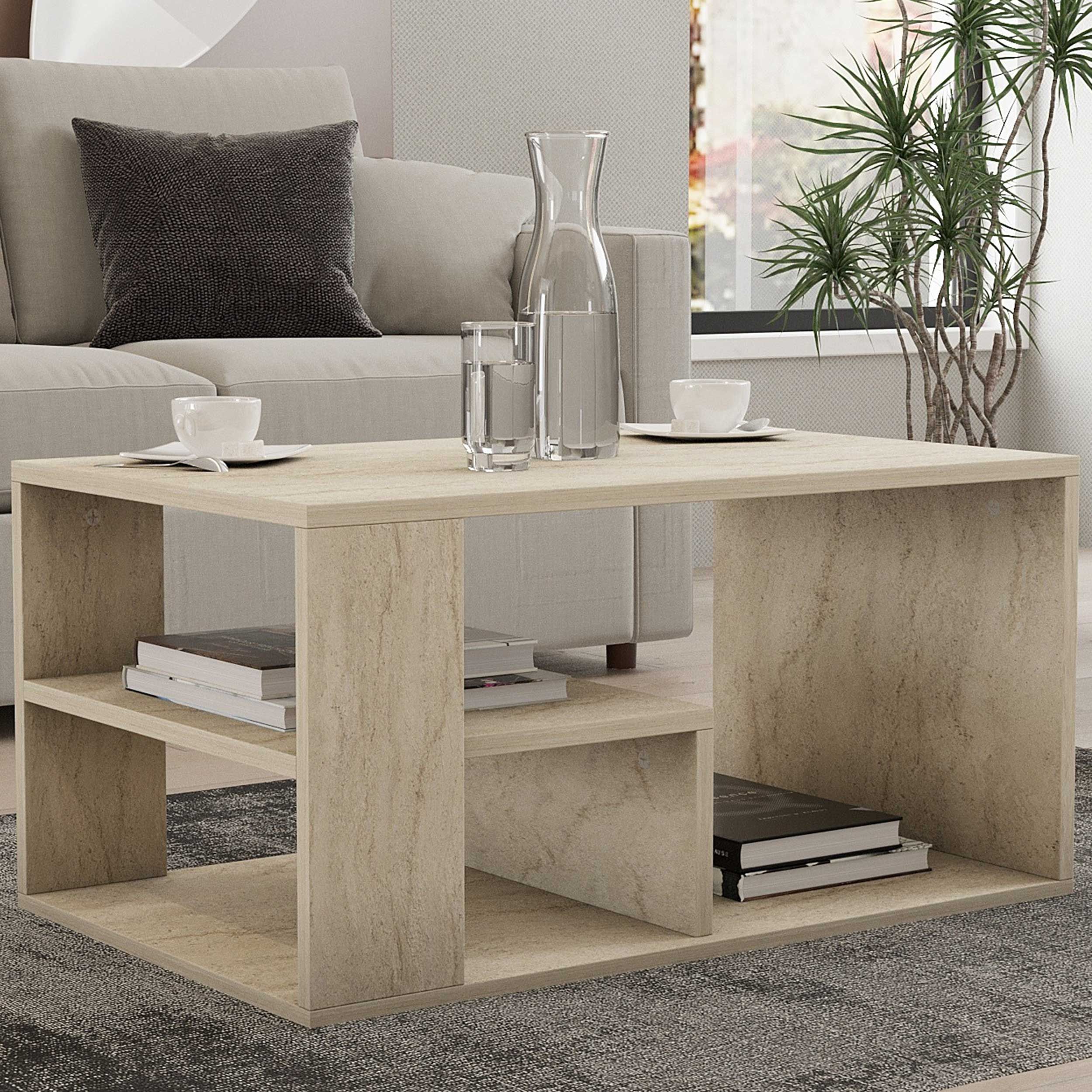 Eros Table basse | 100 % MÉLAMINE | Travertin