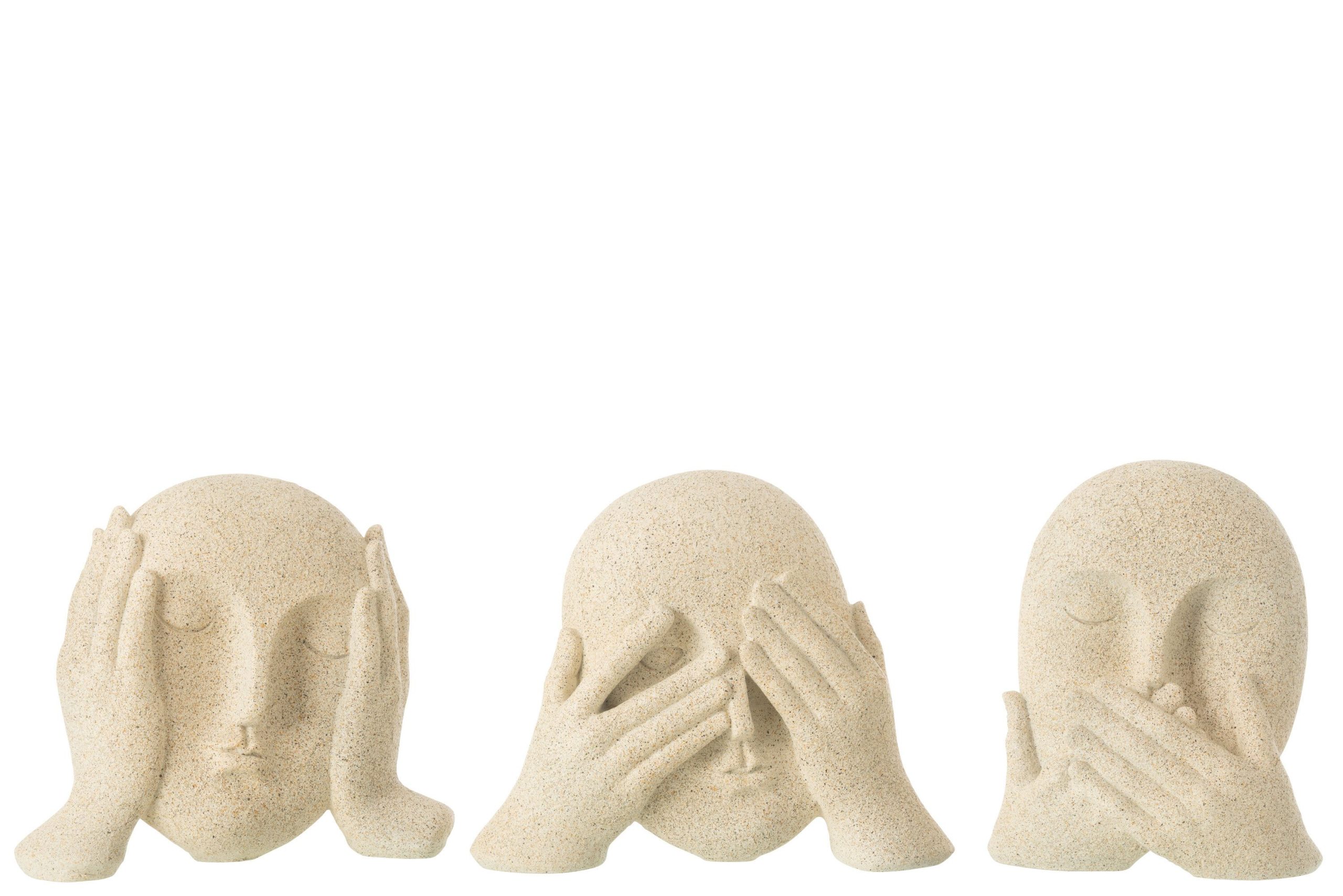 Visage ne rien voir/entendre/se taire beige assortiement de 3