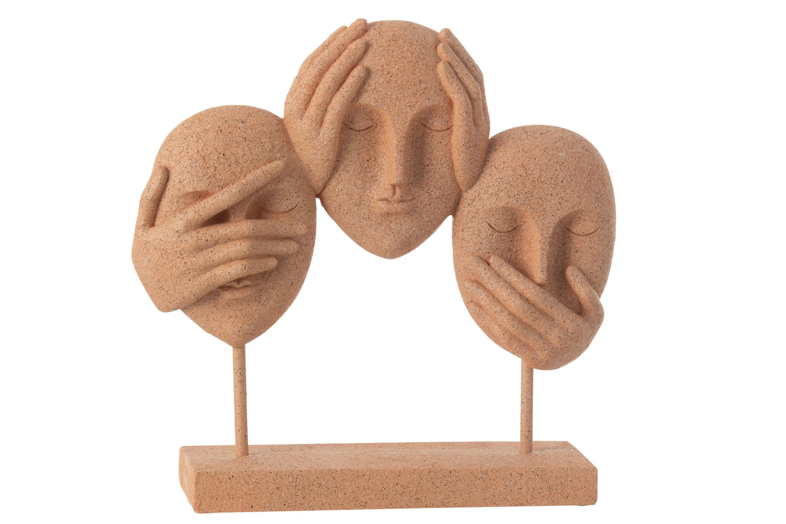 Visage ne rien voir/entendre/se taire sur socle resine terra