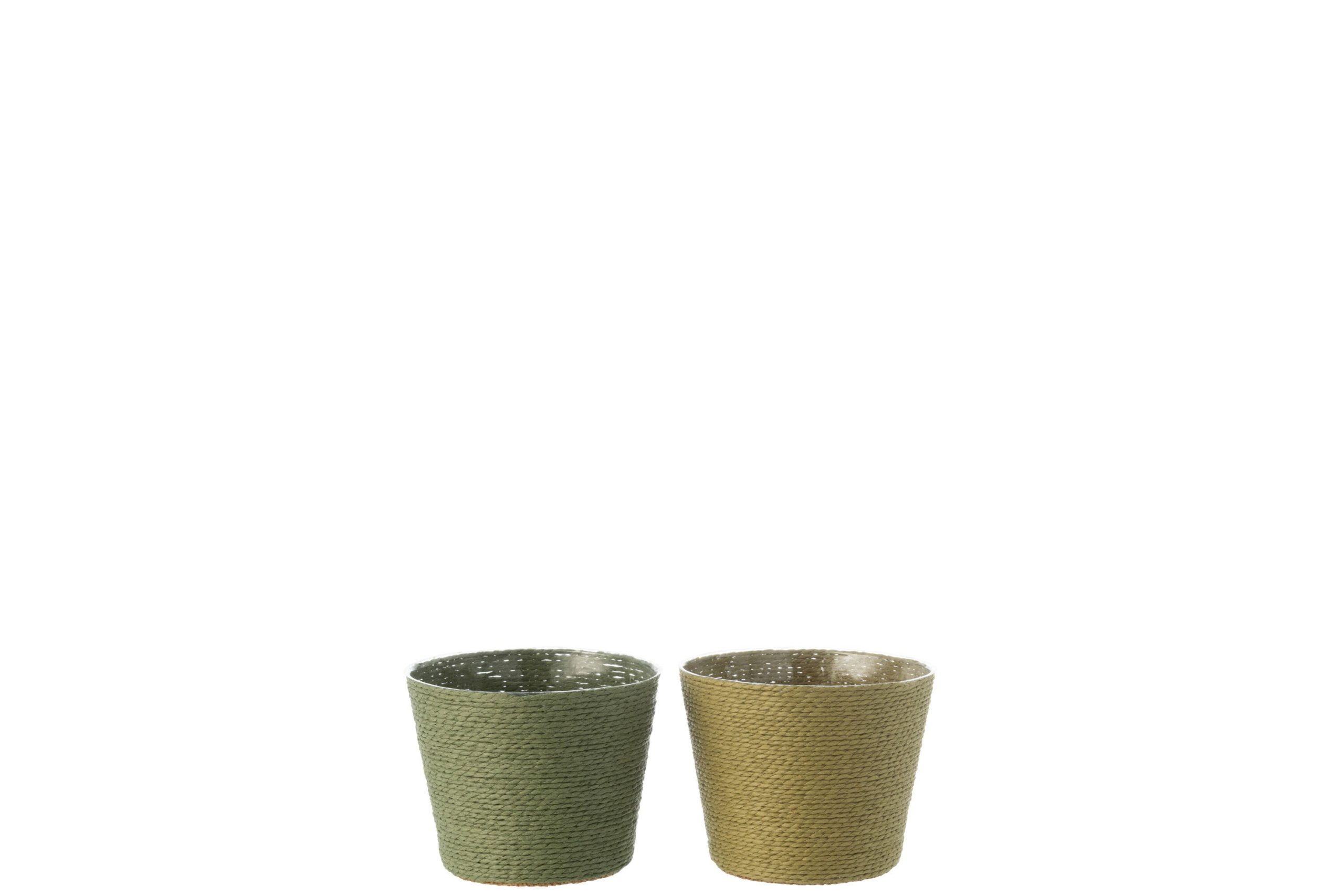 Cache-pot cordes papier/pet vert small assortiment de 2