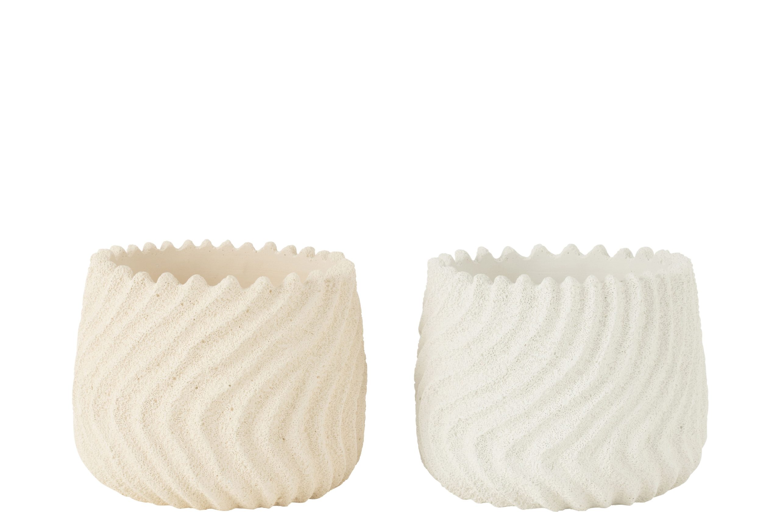 Cachepot maris ciment blanc/creme large assortiment de 2