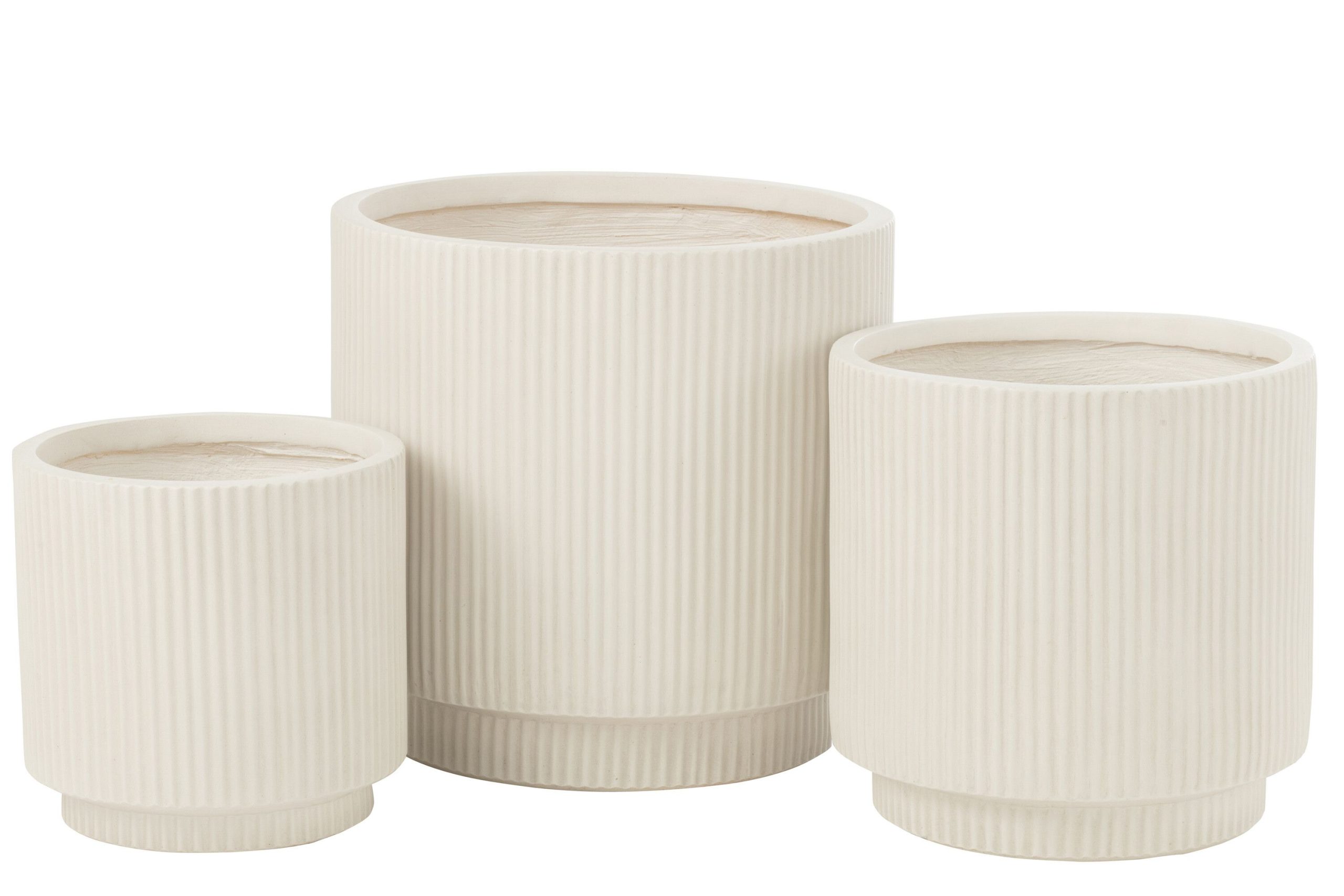Set de 3 cachepots misty argile/blanc
