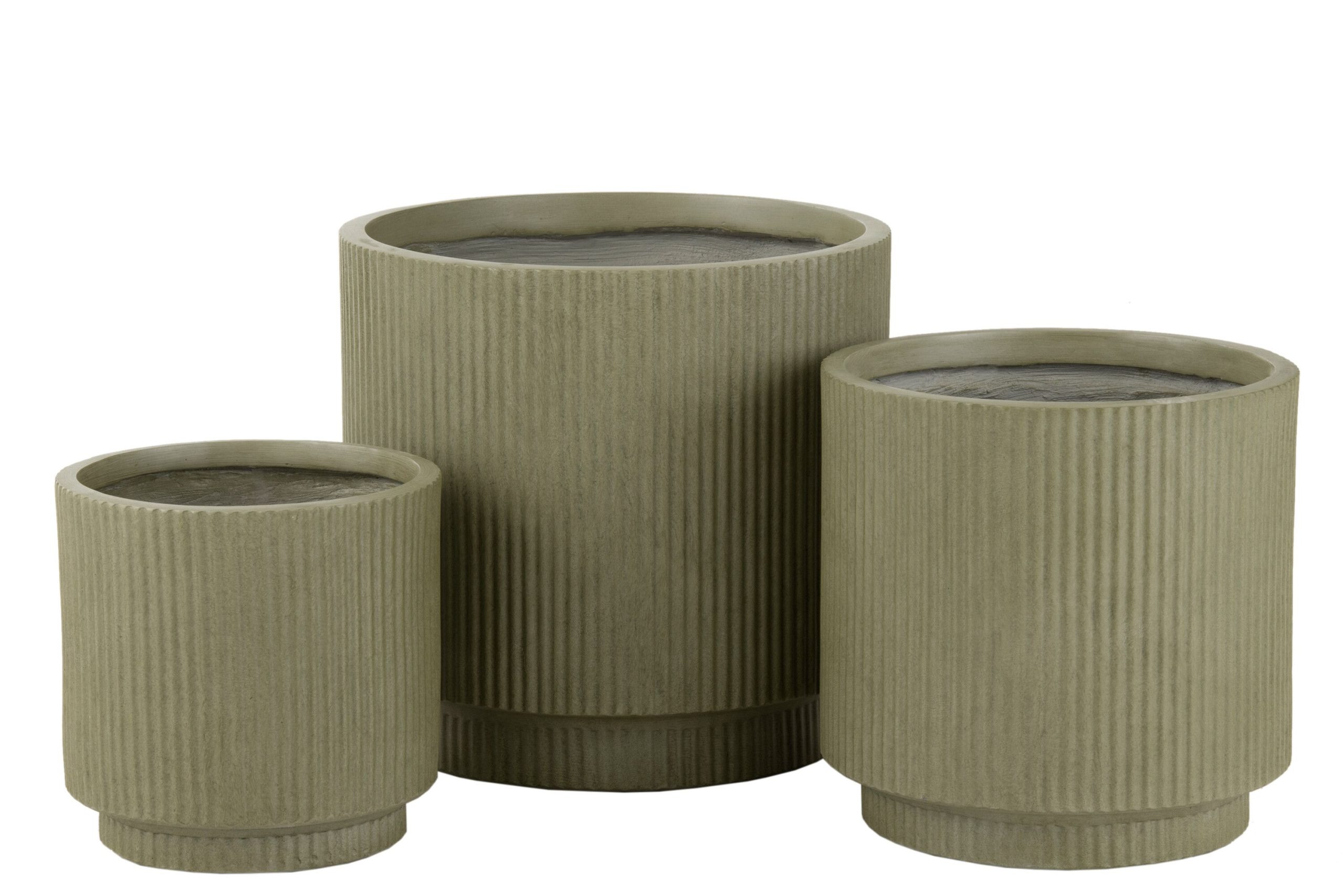 Set de 3 cachepots misty argile vert