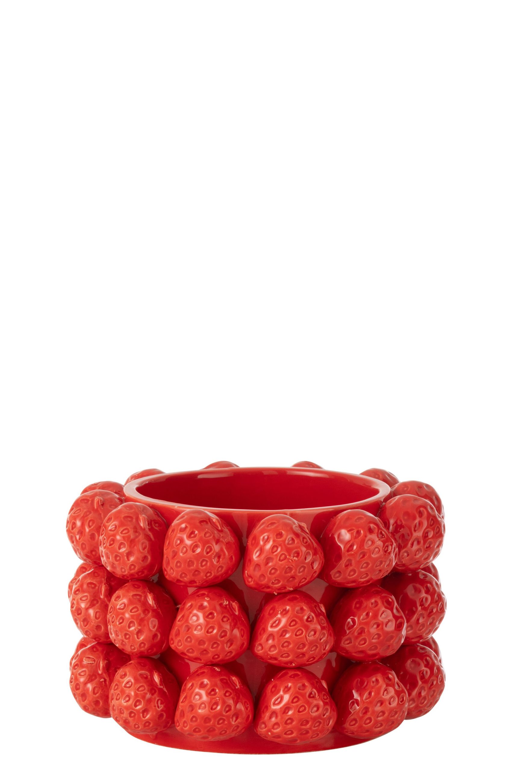 Cachepot fraises ceramique reouge medium