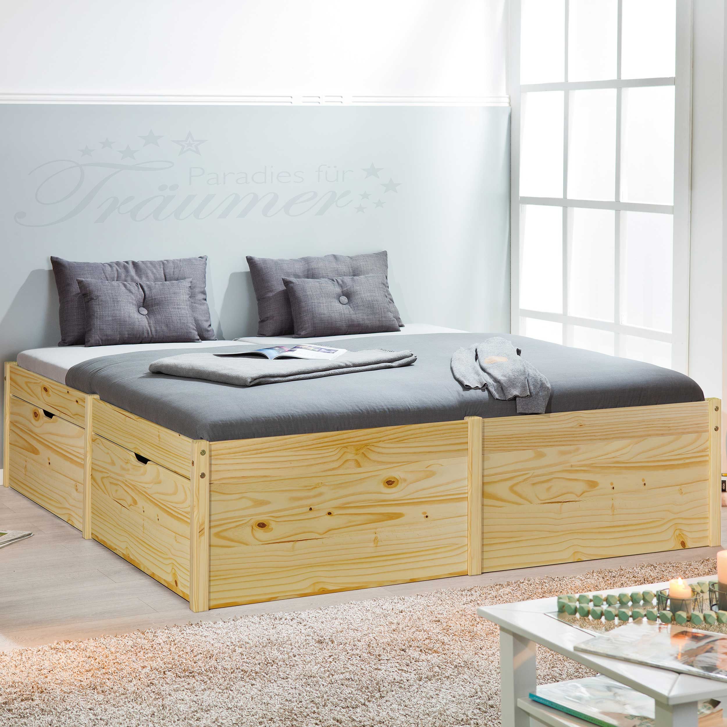 Lit adulte Lausanne 180x200cm - nature