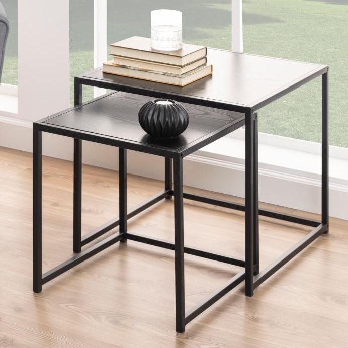 Ensemble de tables d'appoint Dover - 2 pièces - 50x50x45cm - noir