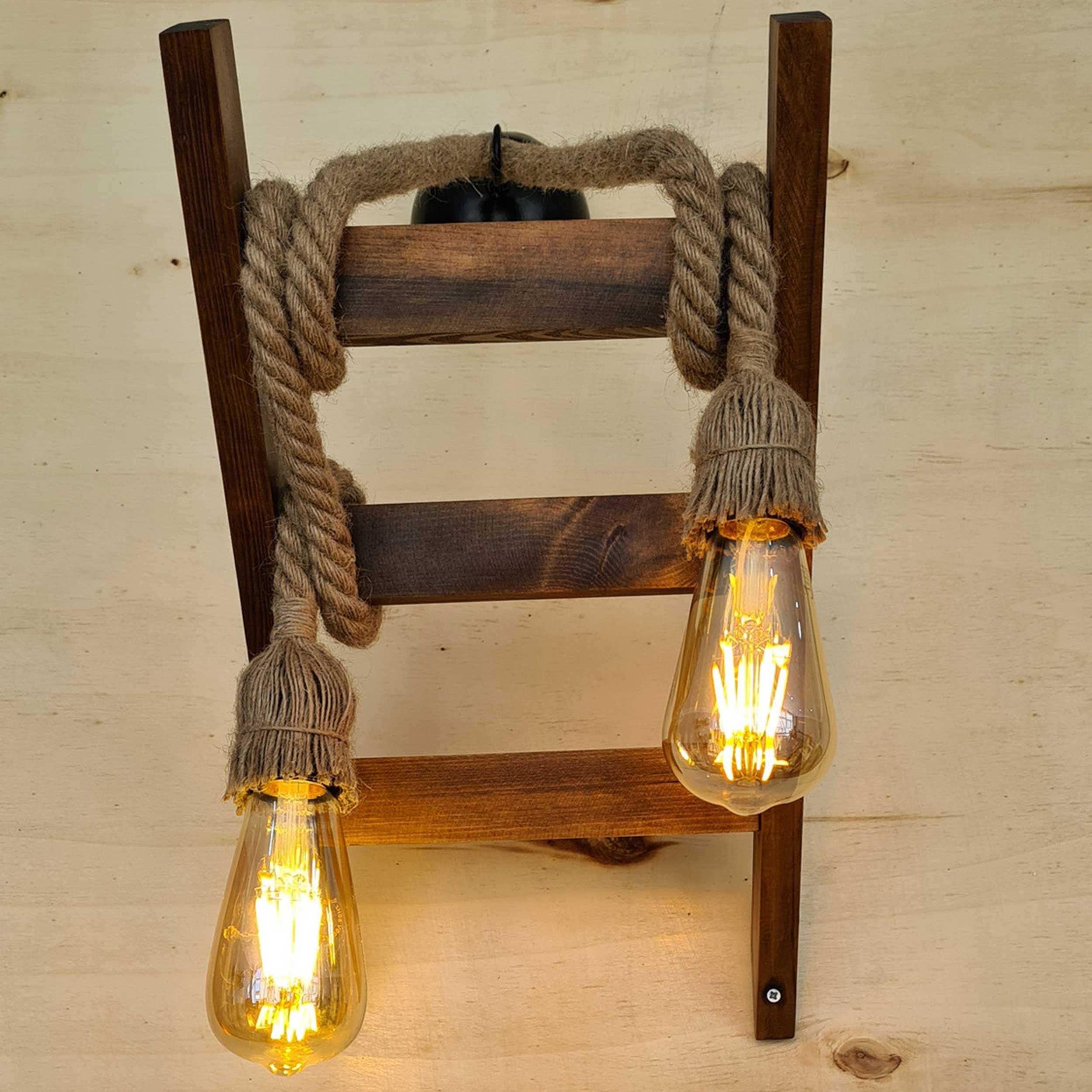 Lampe murale Lustro - corde et bois de pin