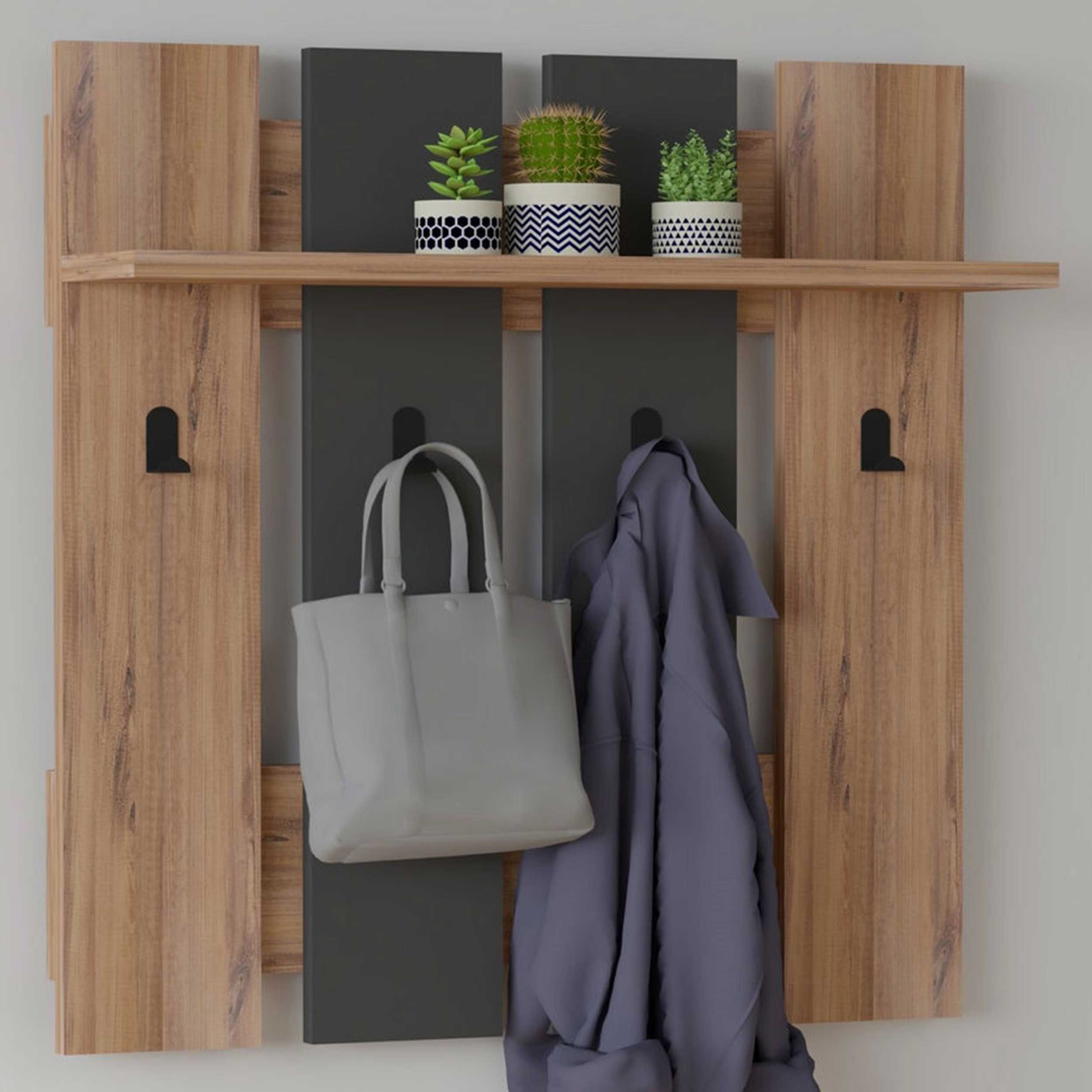 Mita Crochet mural | 100 % MÉLAMINE | Noyer Anthracite