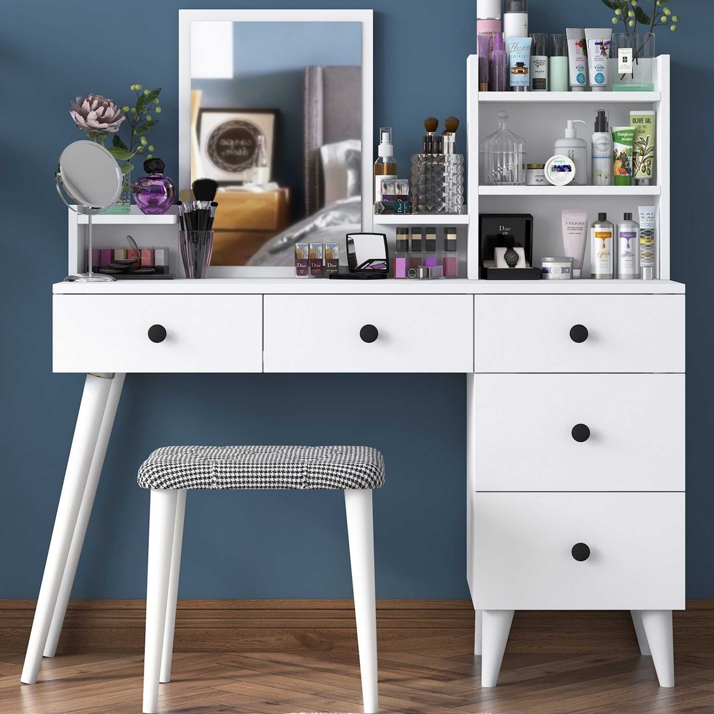 BJ101 Coiffeuse | 100 % MÉLAMINE | Blanc