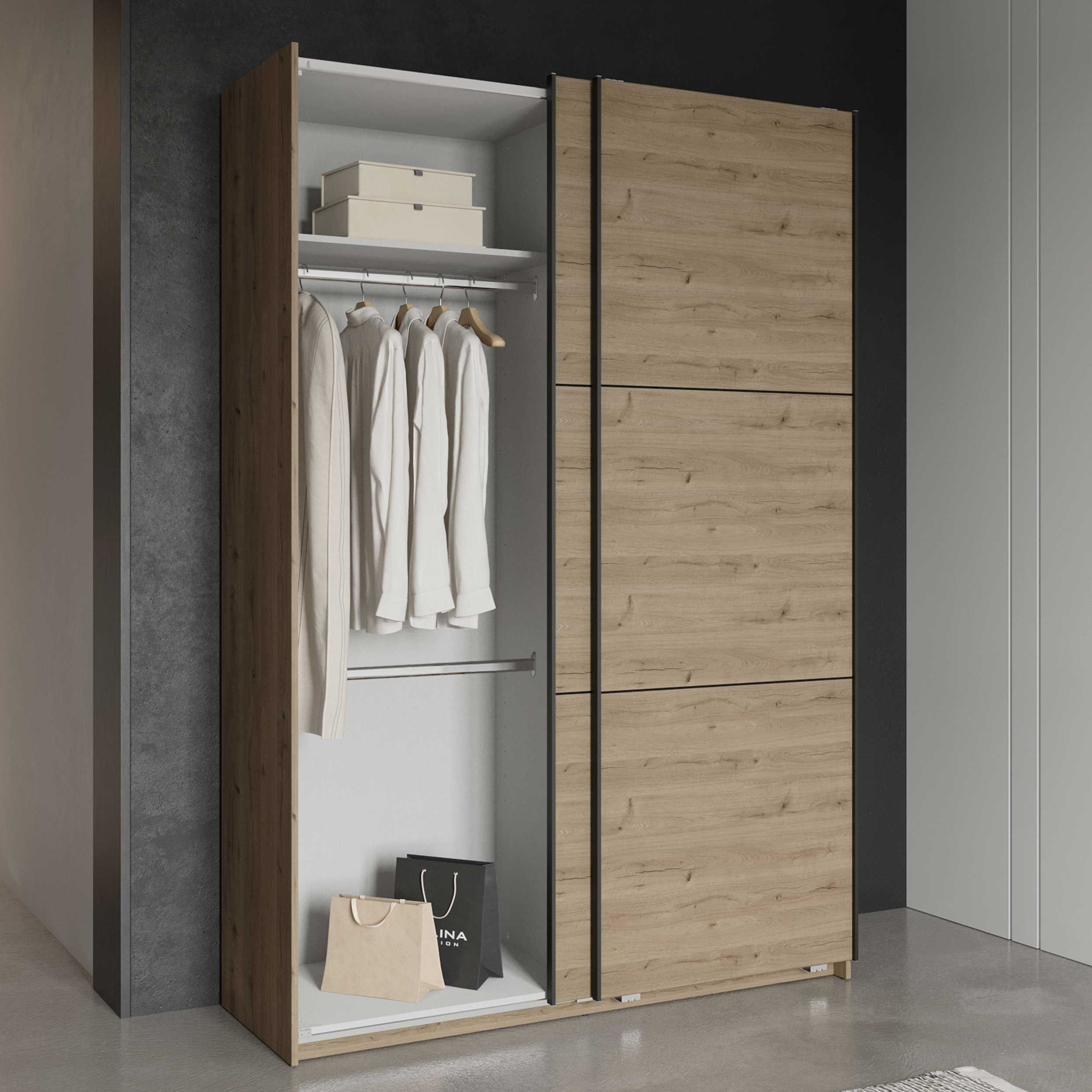 Armoire Alhambra - 148x60x223,70 cm - Brun/ aggloméré