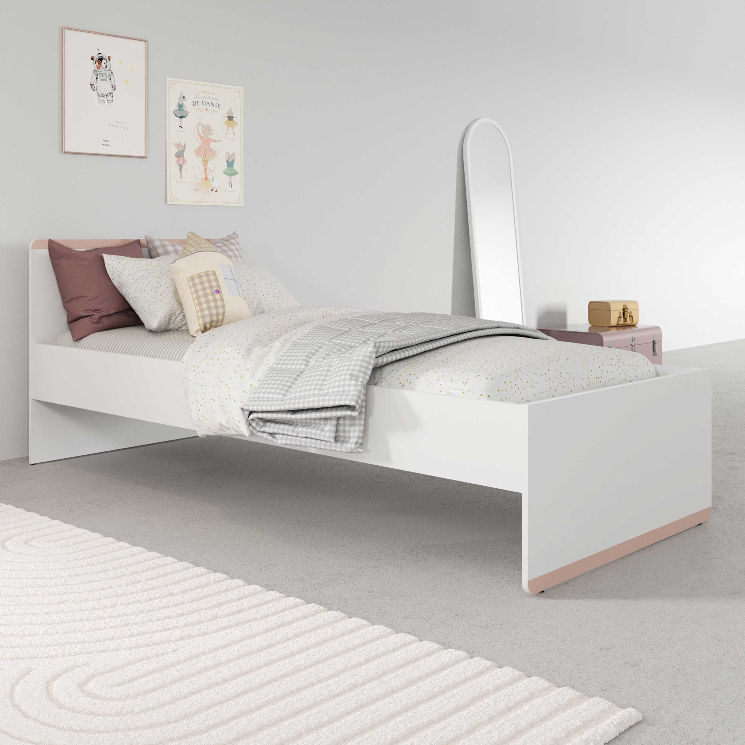 Lit d'enfant Reverso - 90x190/200cm - blanc/rose