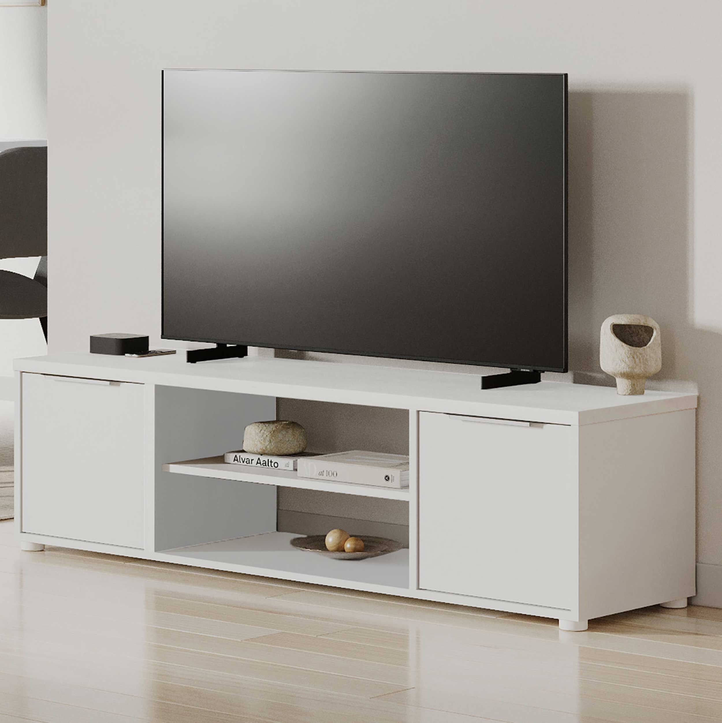 Meuble TV Access - 151x40x39cm - 2 portes - blanc