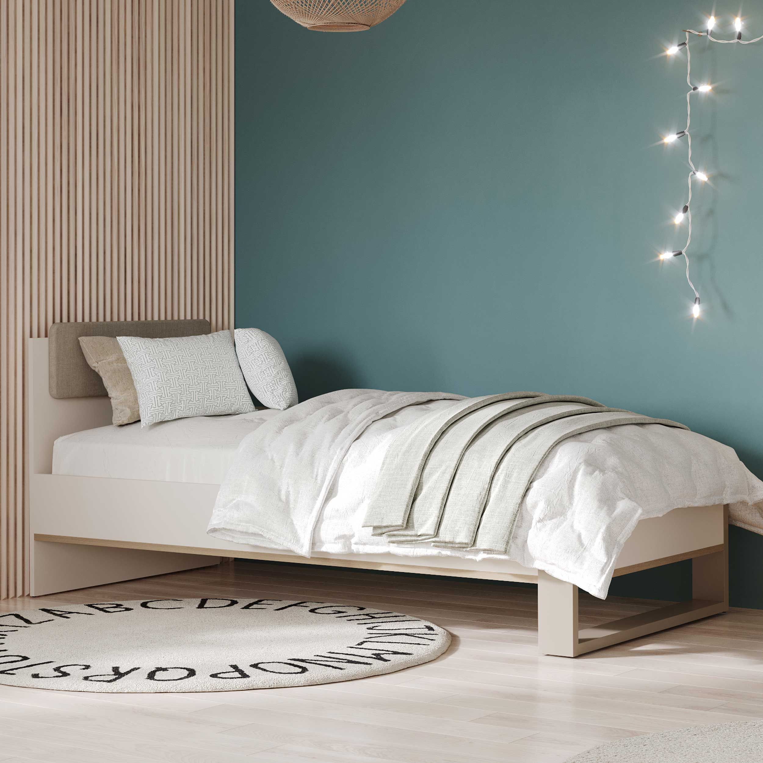 Lit simple Camillia - 90x200cm - beige/gris