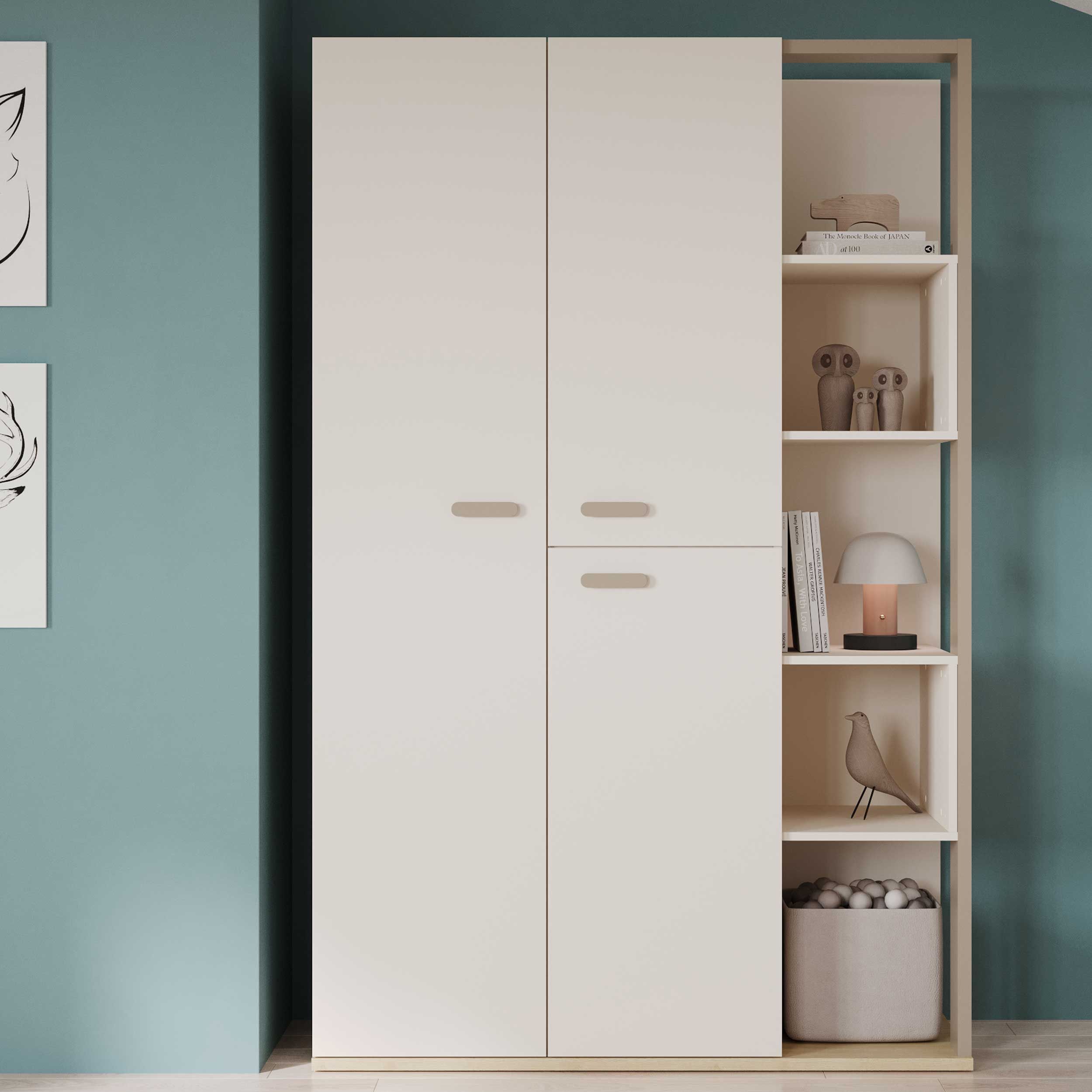 Armoire Camillia - 119,7x51,5x186,9cm - beige/gris