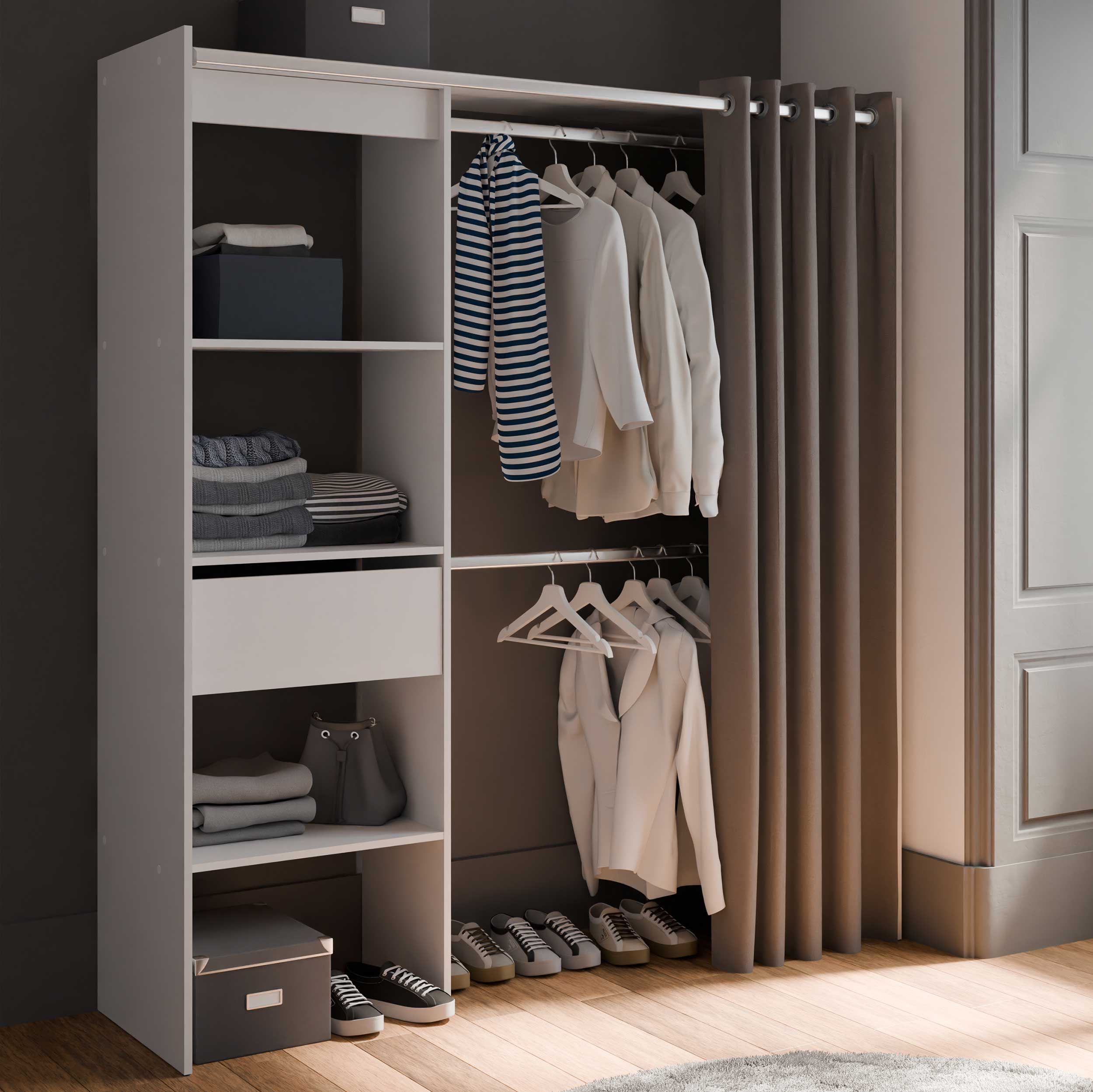 Armoire Chicago - 50x113,80x191,50 cm - Blanc/panneau de particules